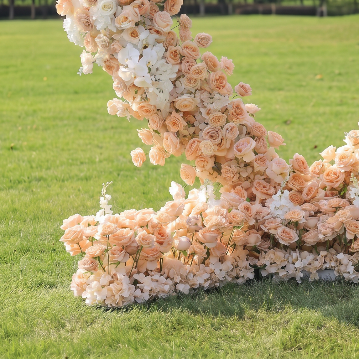 ValarFlower Luxury Peach Heart Flower Wall Arch, Romantic Wedding Proposal Backdrop for Outdoor Ceremony & Engagement Events HA-607