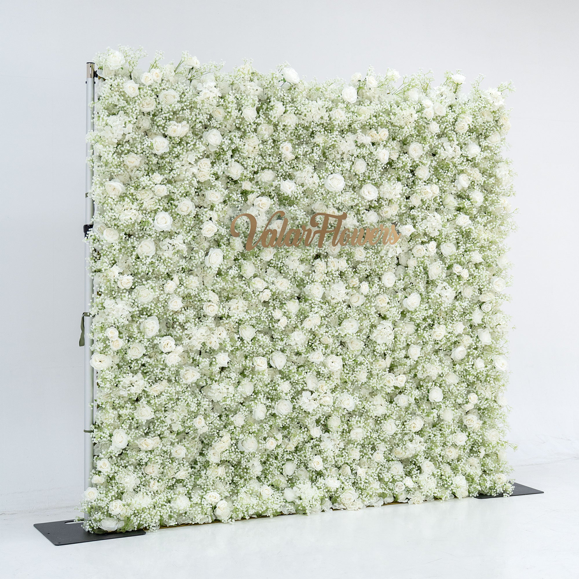 ValarFlowers Artificial Floral Wall Backdrop: Serene Meadows Artificial Floral Wall Backdrop: White Rose & Baby's Breath Edition-VF-268-2