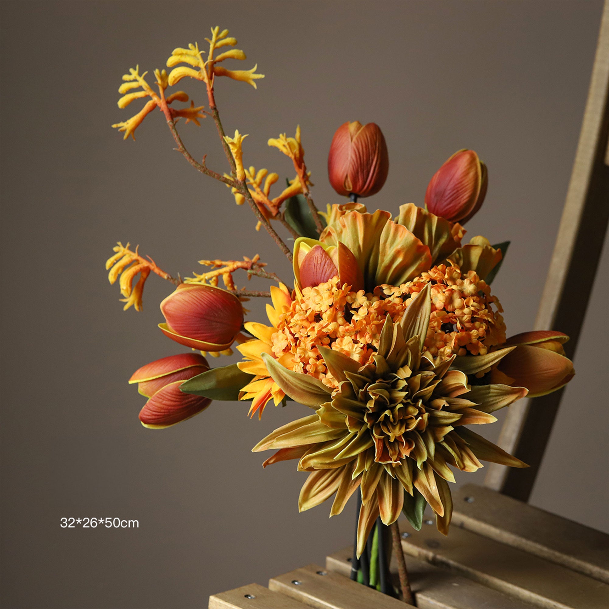 Elegant Fall Theme Floral Bouquets Arrangement | Luxury Faux Flowers for Wedding & Interior Home Décor VB-113 (Without Vase)