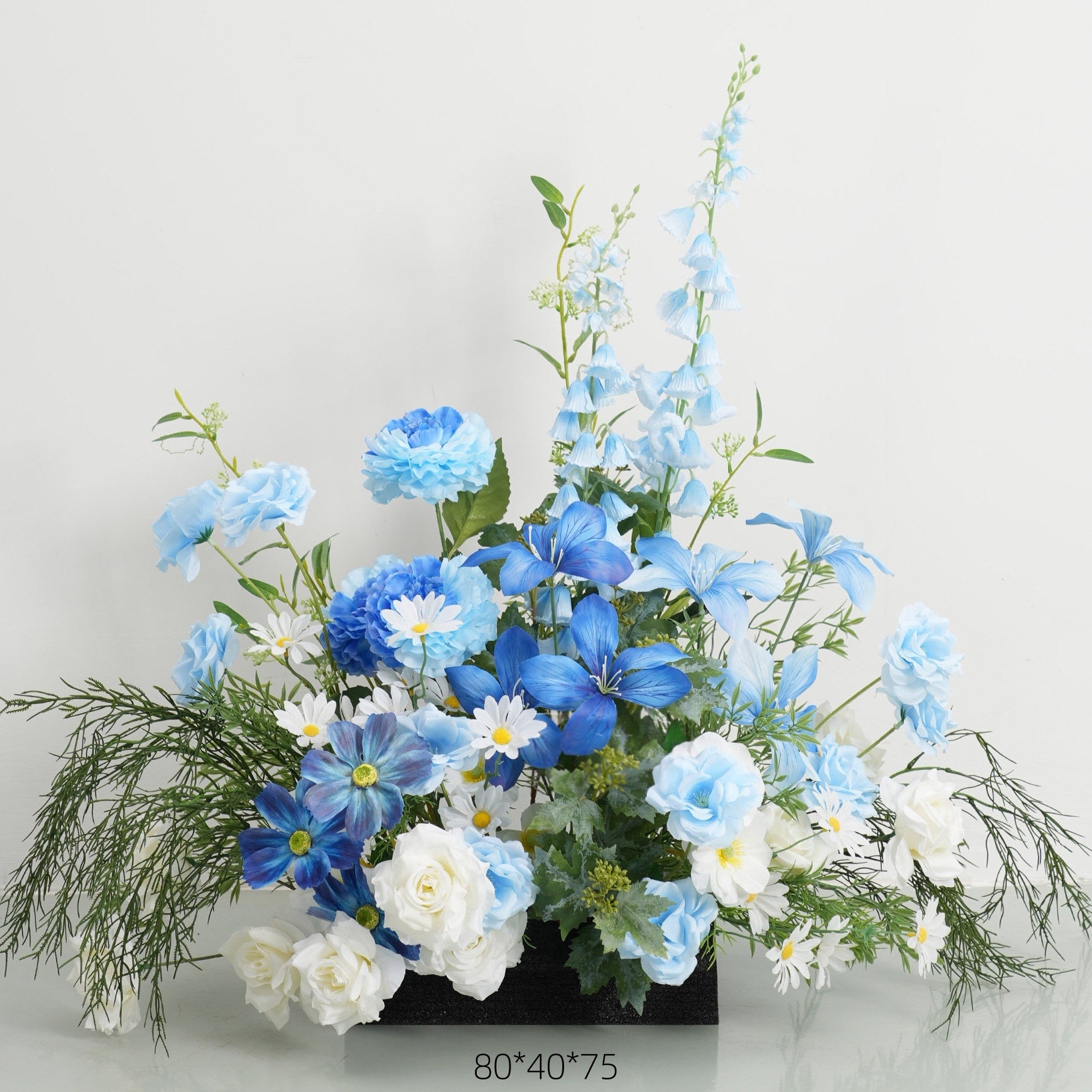 Configuración de flores artificiales inspiradas en la primavera – Conjunto de flores artificiales azules y amarillas para eventos FA-264