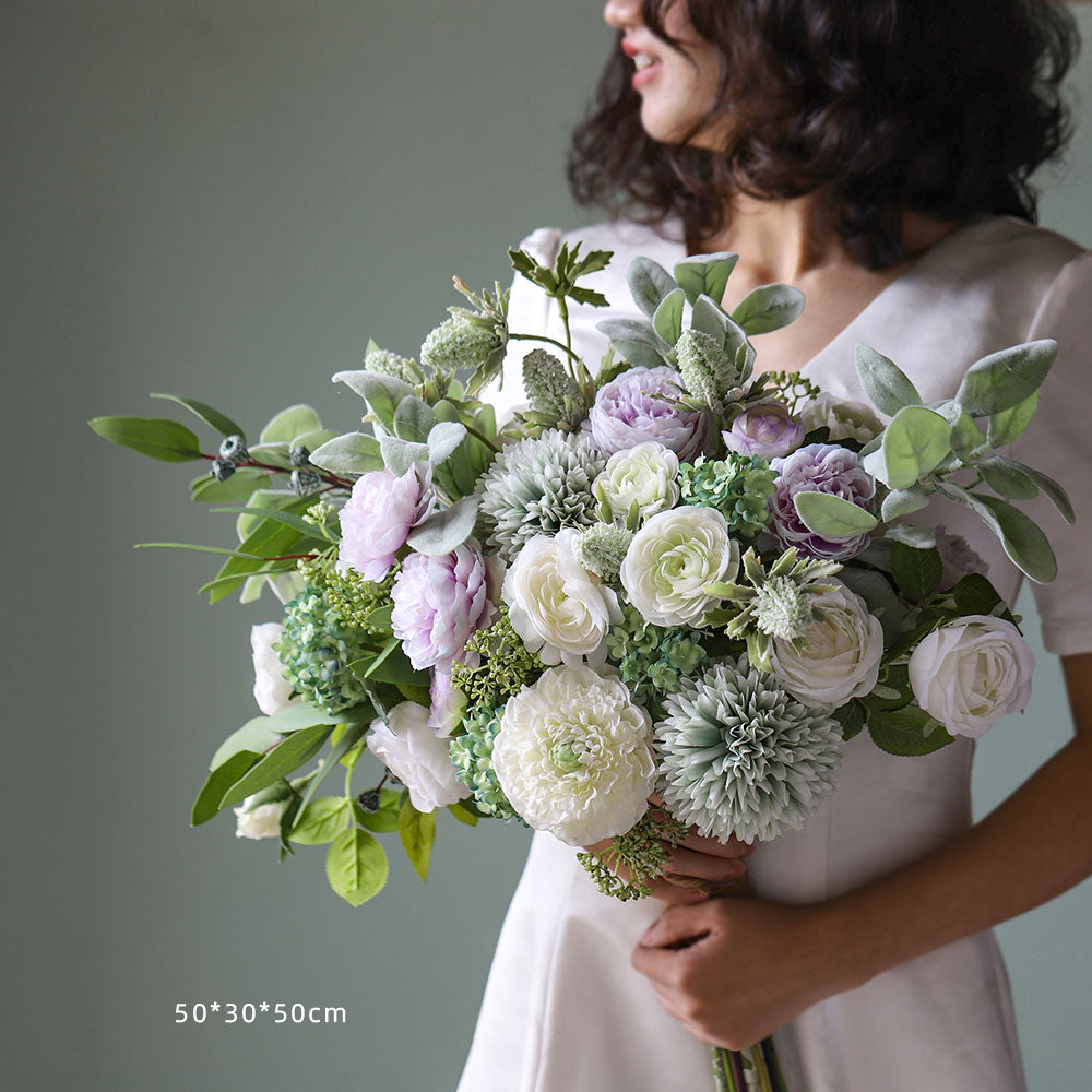 Elegant White Bridal Bouquet | Perfect Silk Floral Arrangement for Wedding & Home Décor VB-102 (Without Vase)