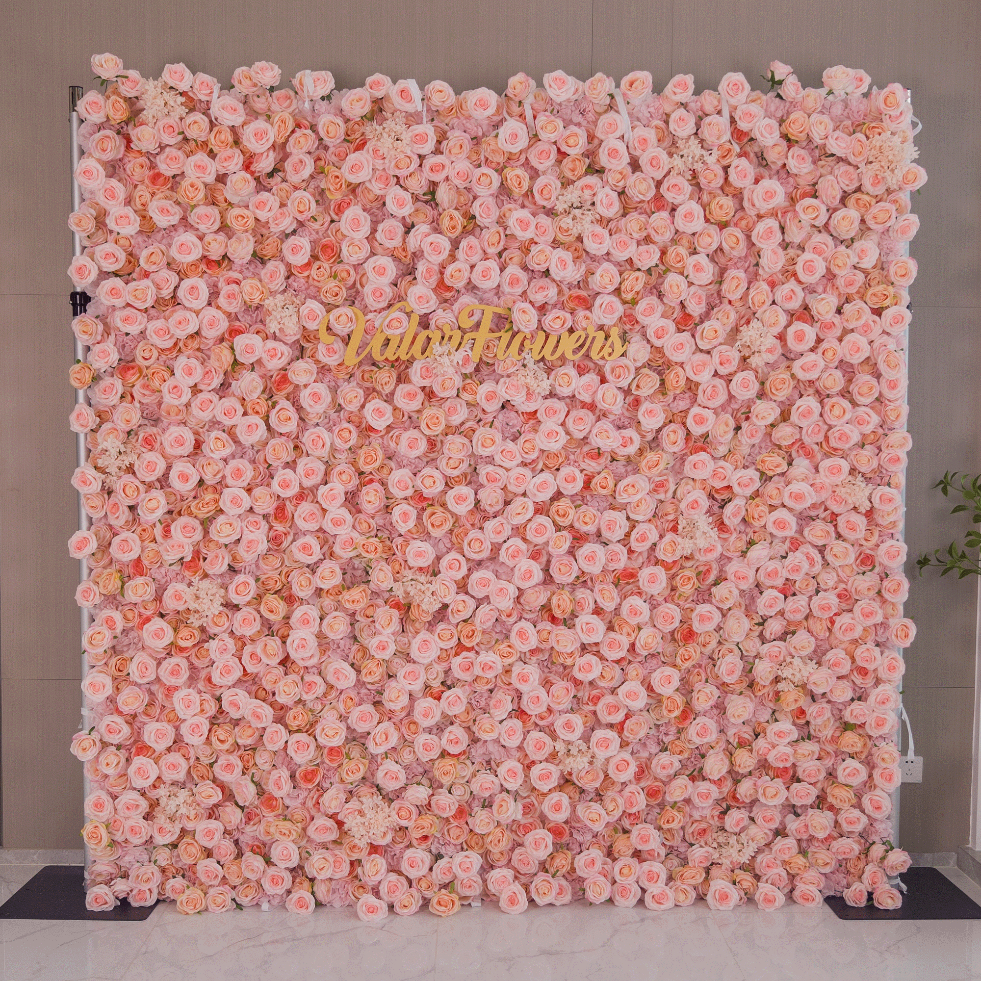5D Pink Rose Roll-Up Flower Wall Backdrop for Wedding & Party Celebration Decor
