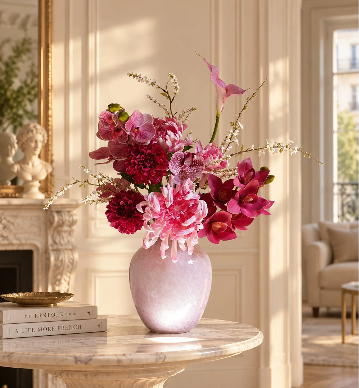 Elegantes Blumenstrauß-Arrangement mit Herbstmotiv | Luxuriöse Kunstblumen für Hochzeiten und Inneneinrichtung VB-113 (ohne Vase)
