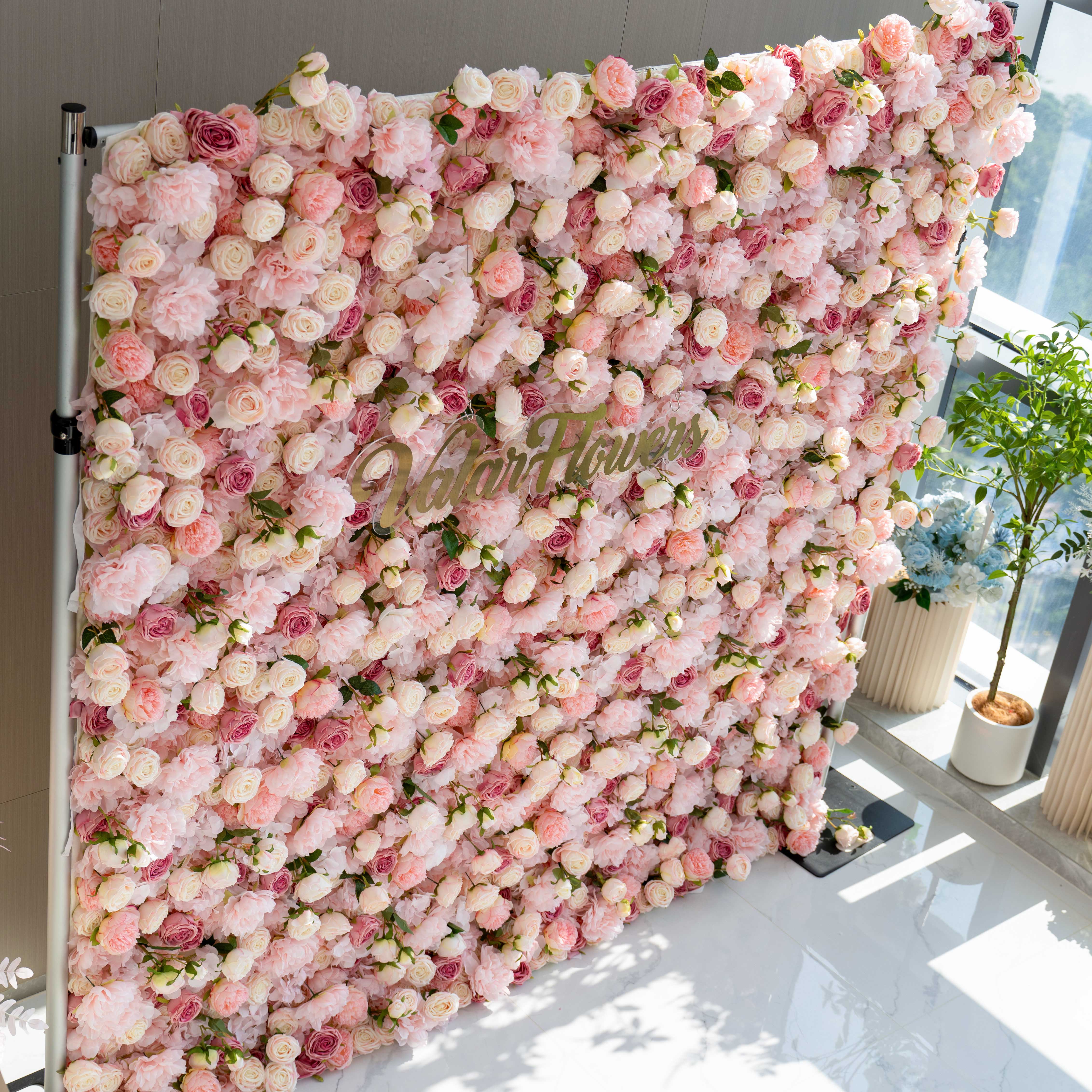 5D Roll-Up Artificial Silk Flower Wall Backdrop | Perfect Floral Decoration for Wedding Reception, Venue Decor, and Event Planners VF-503