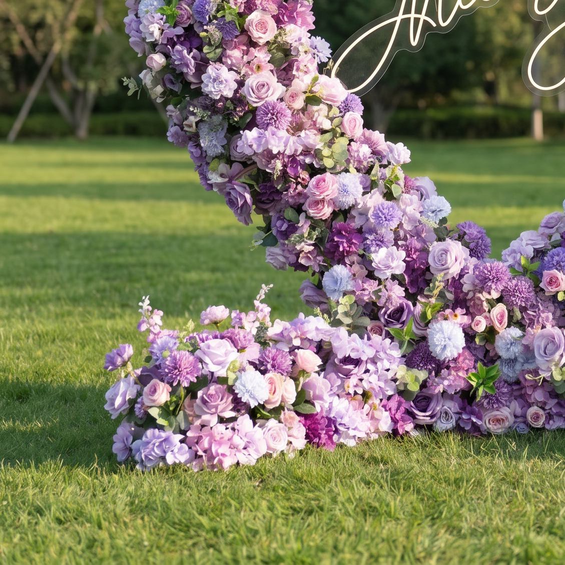 ValarFlower Luxury Purple Heart Flower Wall Arch, Romantic Wedding Ceremony Backdrop for Outdoor Garden & Engagement Events HA-490