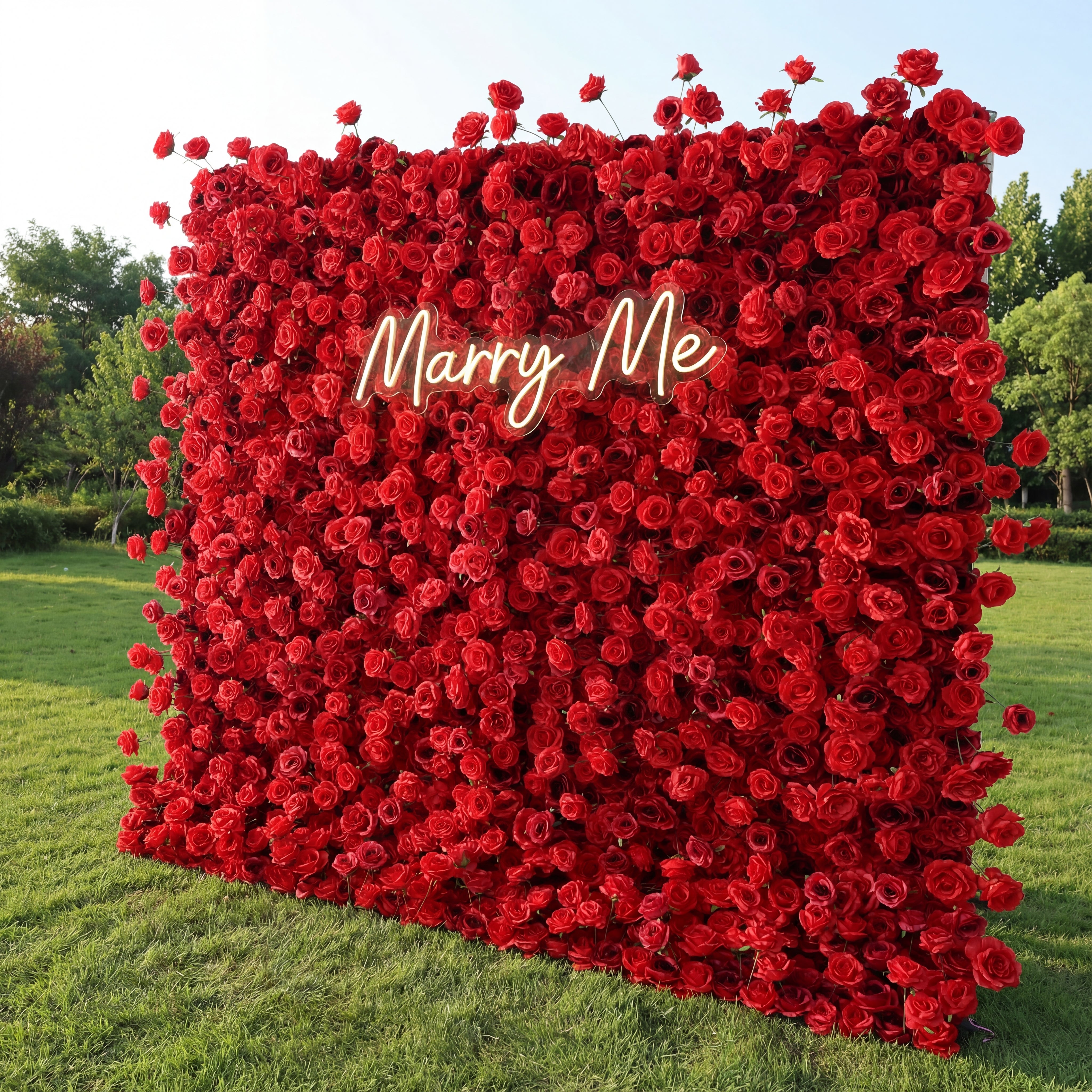 Valar Flower Luxurious Red Rose 5D Flower Wall – Bold and Elegant Backdrop for Weddings and Events VF-404