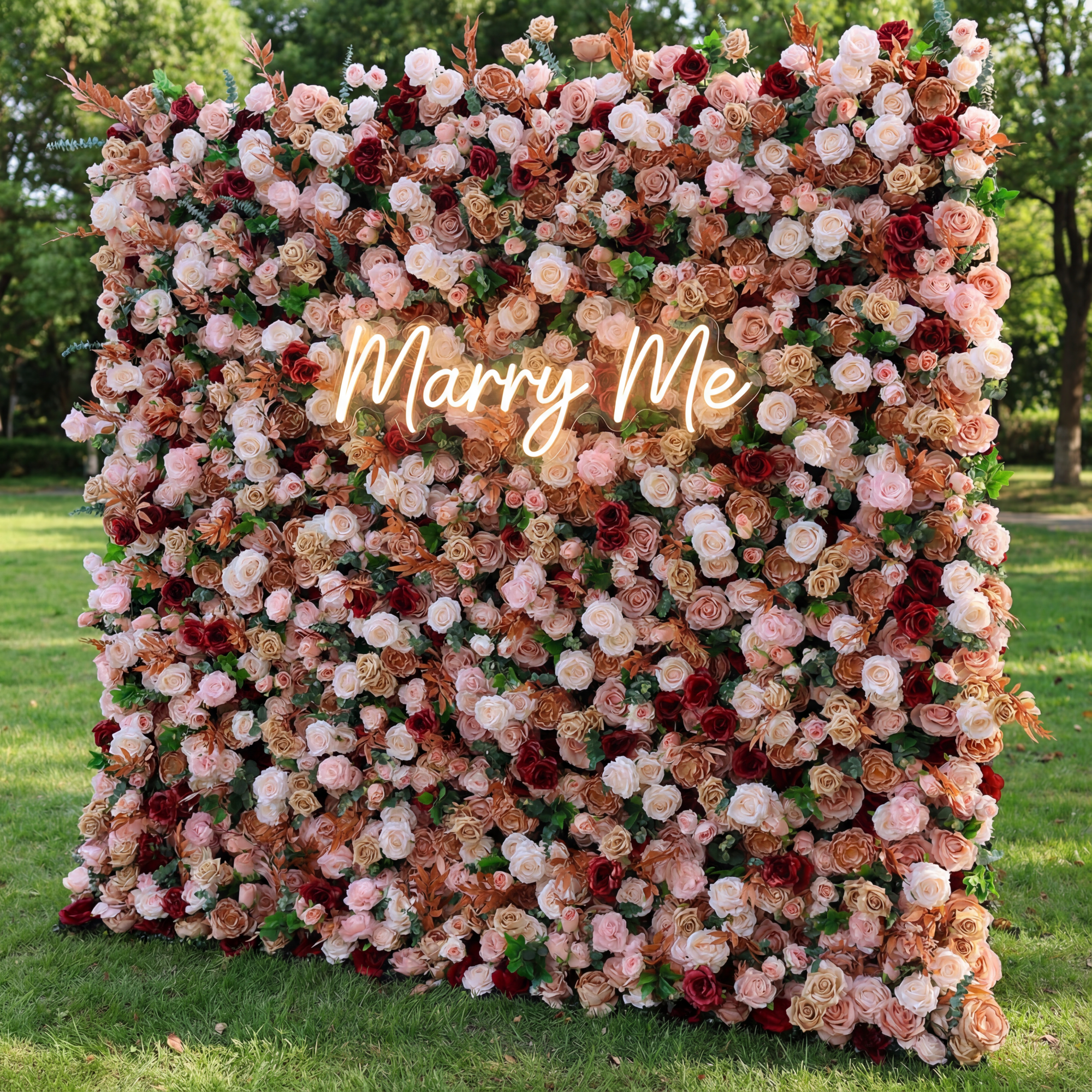 Valar Flower Rustic Rose 5D Flower Wall – Elegant Blush and Earth Tones for Weddings and Events VF-405
