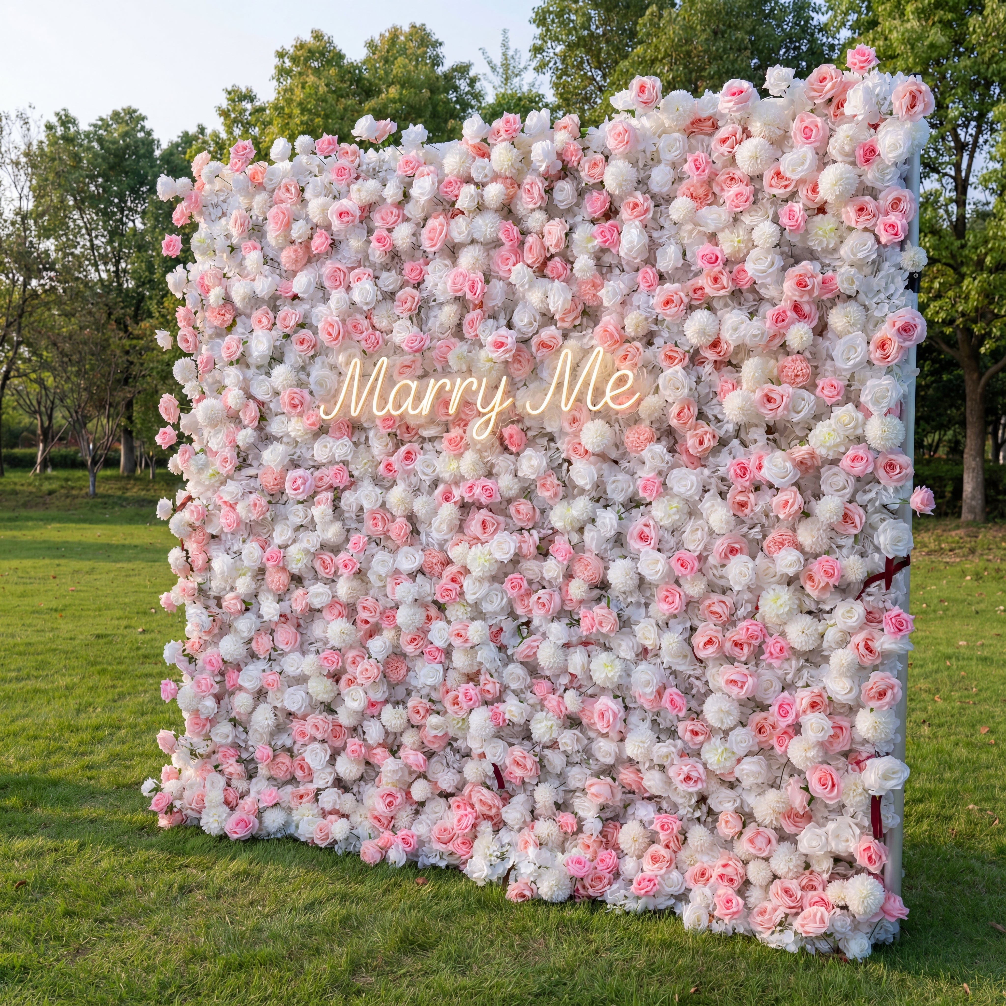 Valar Flower Soft Pink and White Rose 5D Flower Wall – Romantic Backdrop for Weddings and Special Events VF-409