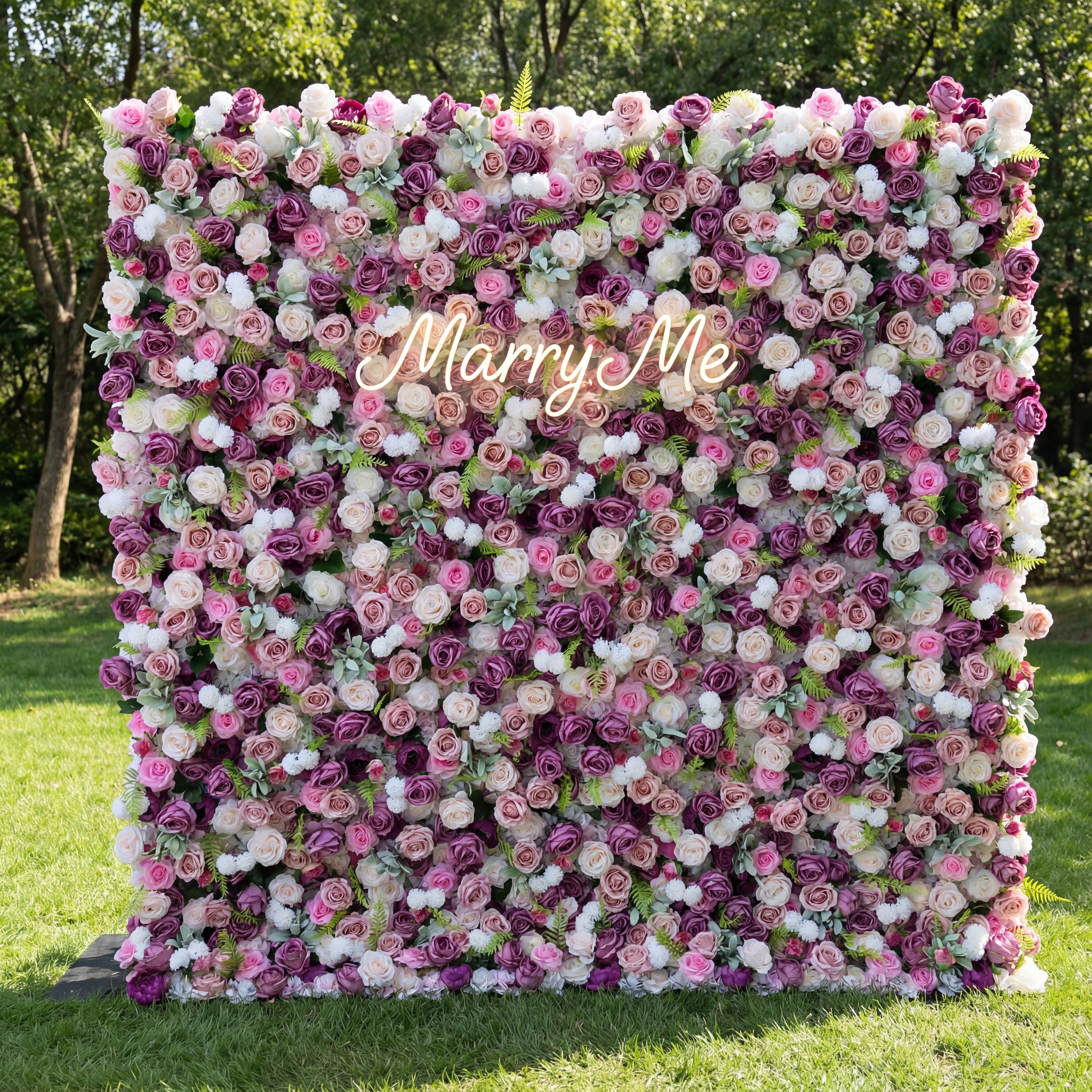 Valar Flower Purple and Blush Rose 5D Flower Wall – Elegant Backdrop for Weddings & Event Decor VF-411