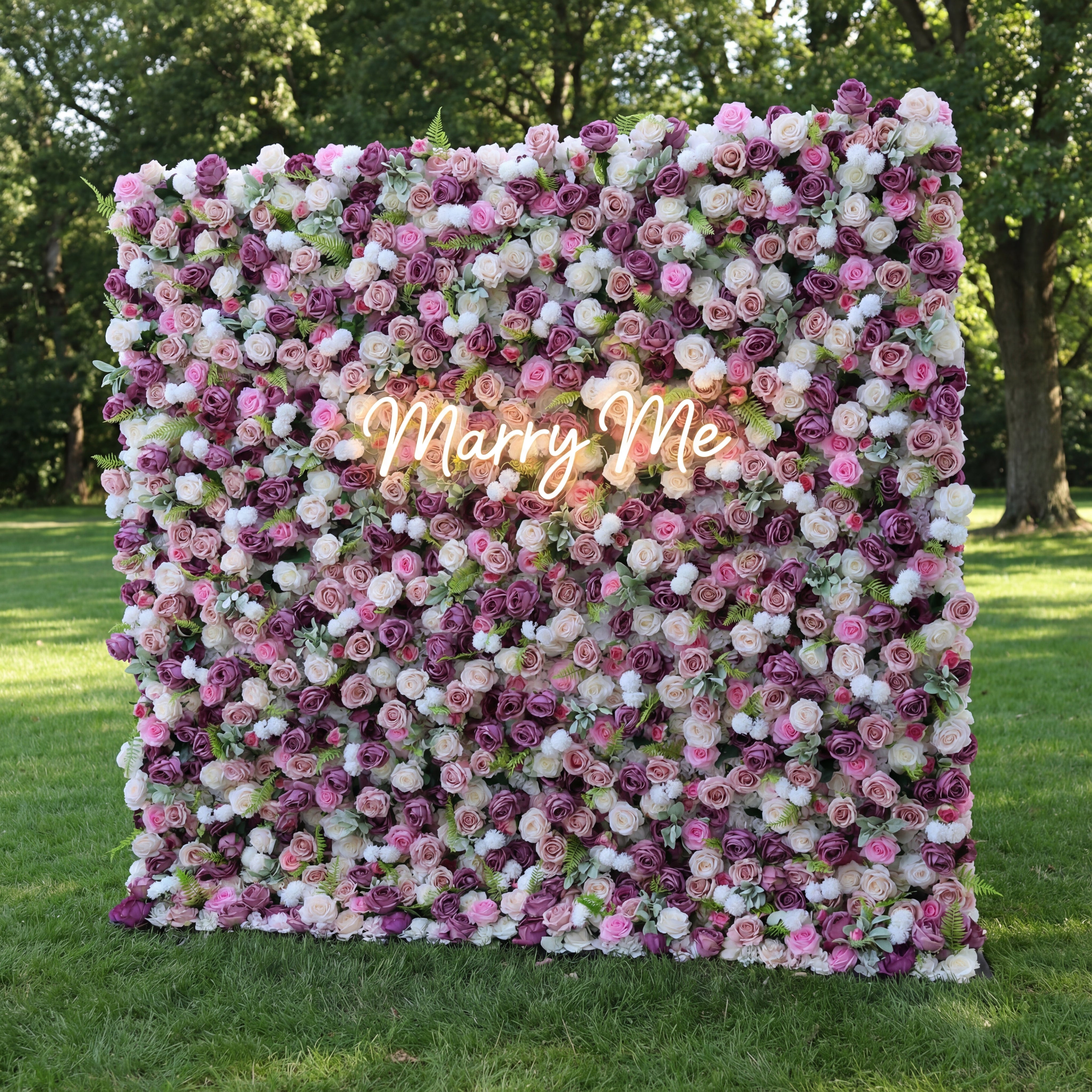 Valar Flower Purple and Blush Rose 5D Flower Wall – Elegant Backdrop for Weddings & Event Decor VF-411