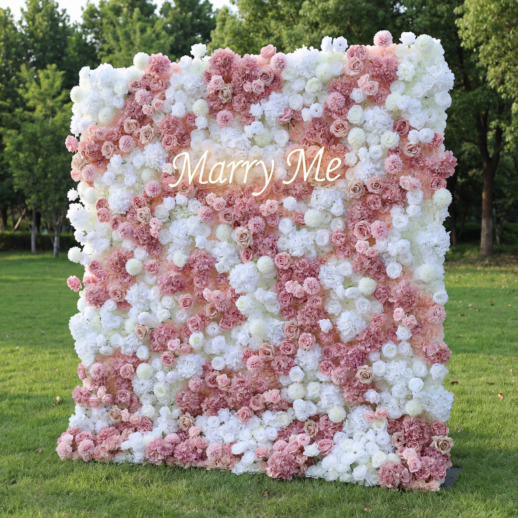 Valar Flower Blush y White Mixed Rose 5D Flower Wall – Fondo Romántico para Bodas y Eventos VF-418-2
