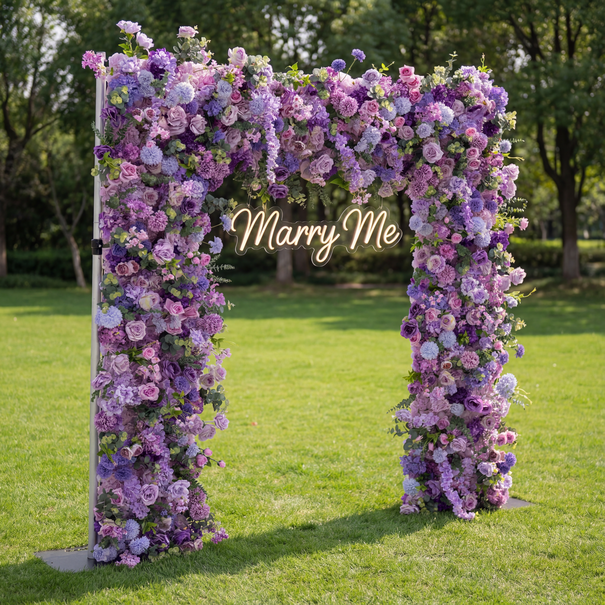 Valar Lavender Elegance – A Lavish Display of Purple Blooms in an Artificial Fabric Flower Arch Decor VF-490-2