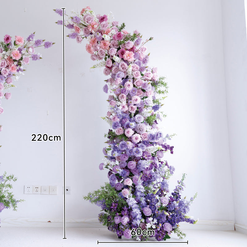 Valar Flower Moon Shaped Floral Arch - Stunning Rainbow Style Artificial Flower Arrangement for Weddings VA-101