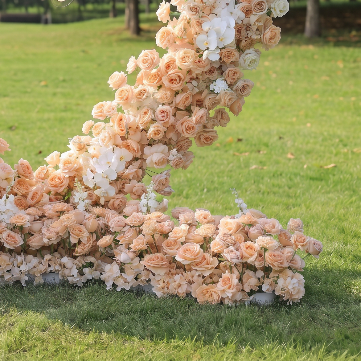 ValarFlower Luxury Peach Heart Flower Wall Arch, Romantic Wedding Proposal Backdrop for Outdoor Ceremony & Engagement Events HA-607