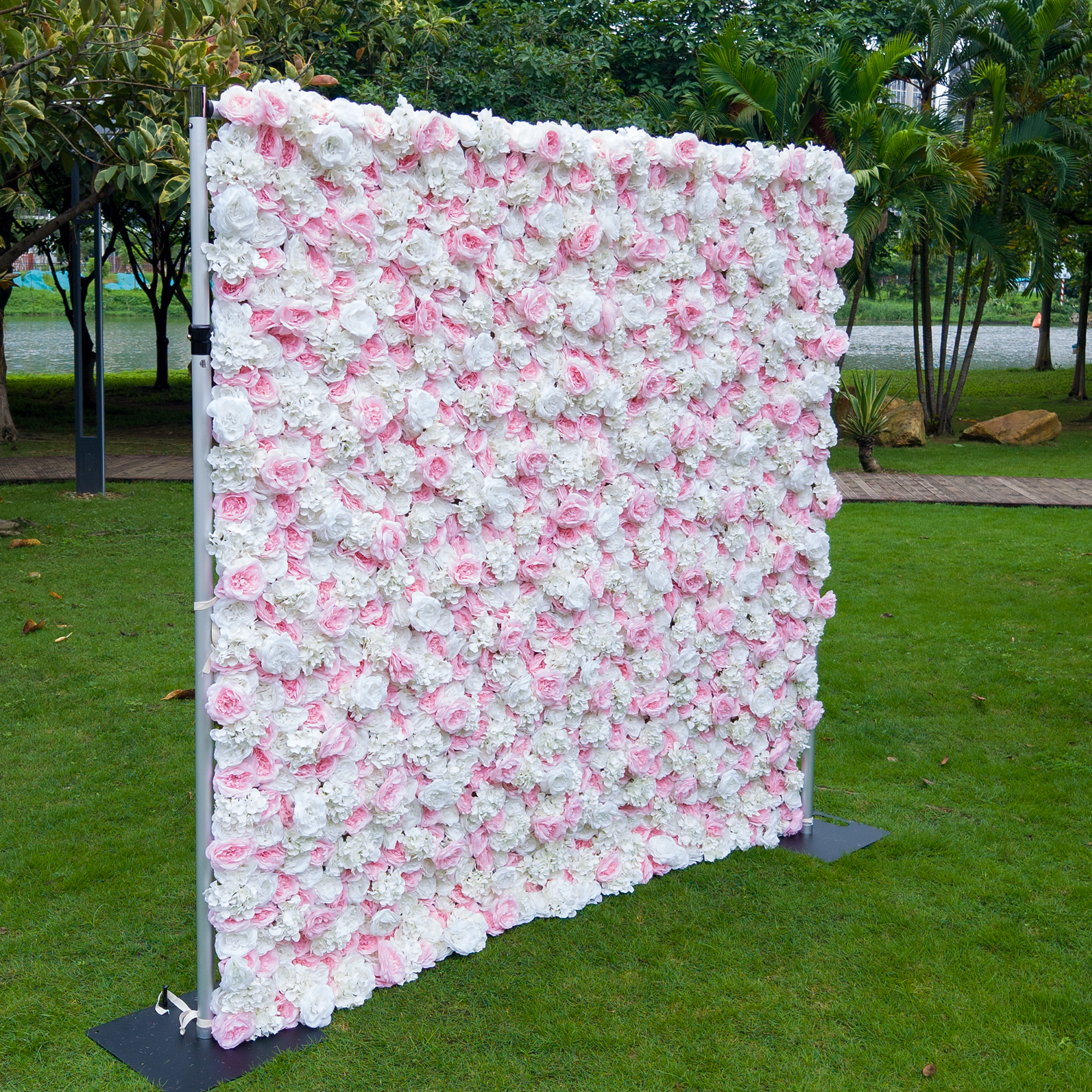 5D Roll up Artificial Flower Wall Wedding Backdrop Party Decoration