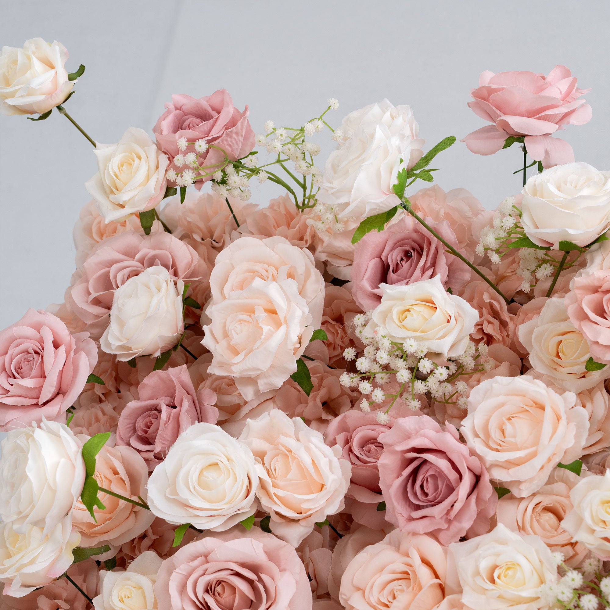 ValarFlower 3D Roll Up Artificial Pink & White Flower Wall Backdrop For Wedding and Event Decoration VF-535