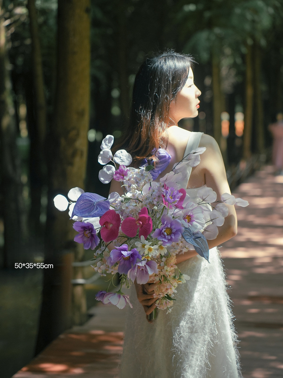 ValarFlower Artificial Bridal Bouquet, Romantic Garden Faux Wedding Bouquet for Bride, Bridesmaid, Beach Wedding, Ceremony & Photoshoot VB-266