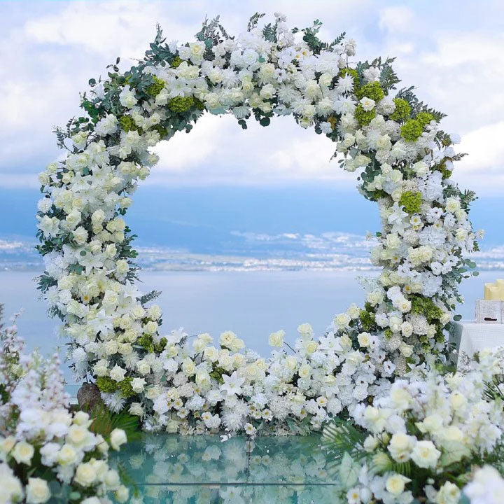 Valar Flower Wedding Decor Floral Round Arch 7.8ft - Boho Greenery Artificial Flower Arrangement Backdrop VA-201