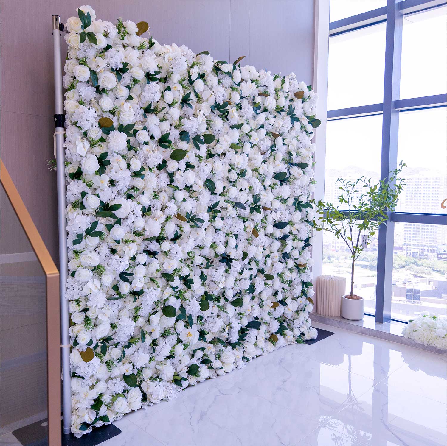 Valar Flower Roll Up Fabric Artificial Flower Wall Wedding Backdrop, Floral Party Decor, Event Photography-VF-3092