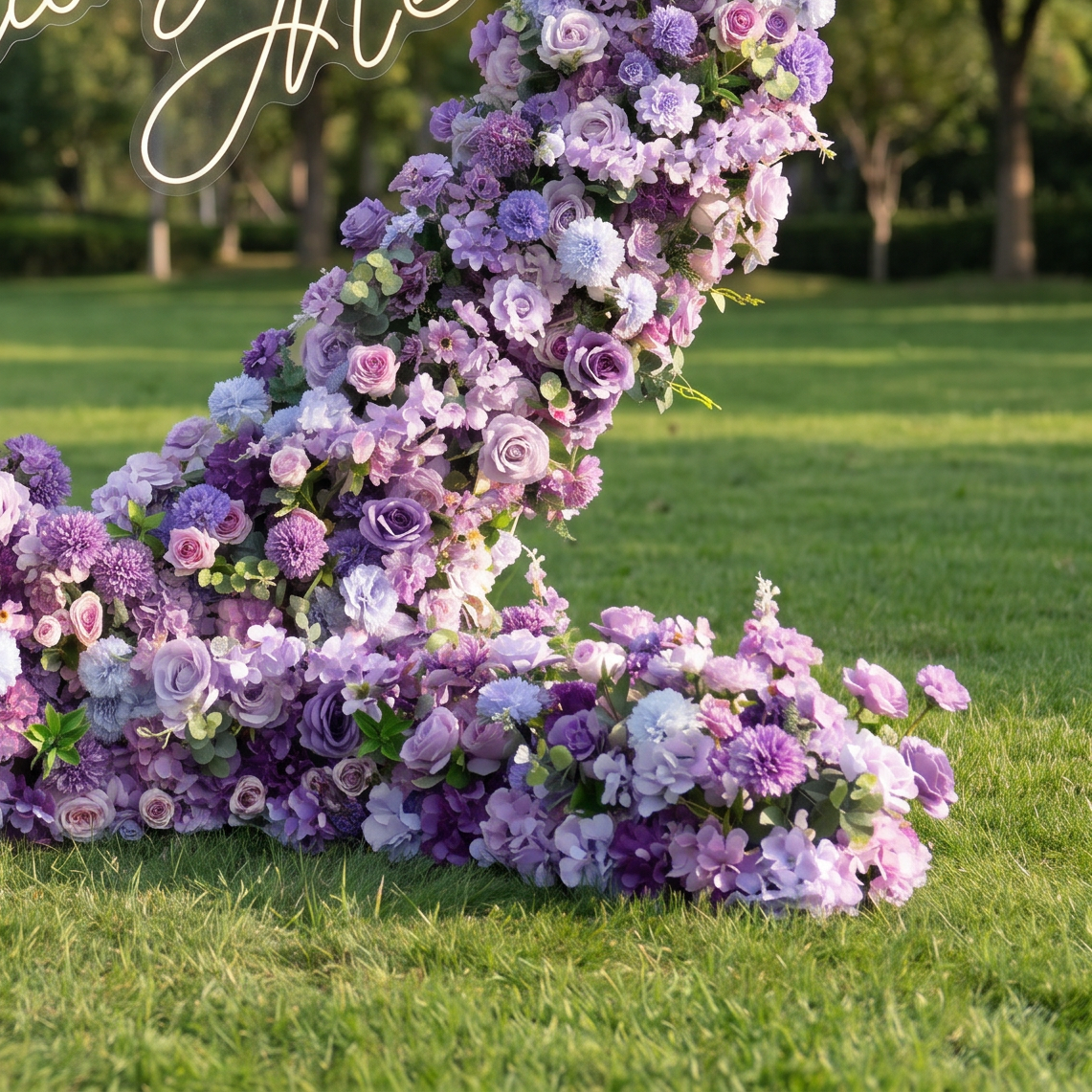 ValarFlower Luxury Purple Heart Flower Wall Arch, Romantic Wedding Ceremony Backdrop for Outdoor Garden & Engagement Events HA-490