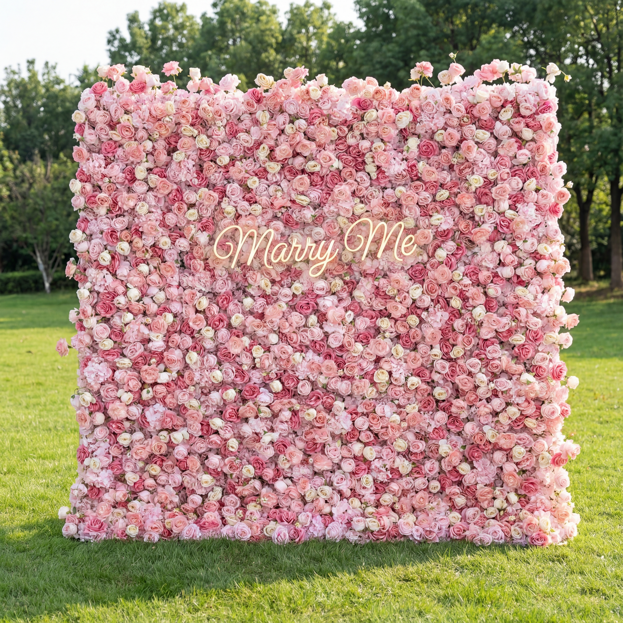 5D Pink Rose Roll-Up Flower Wall Backdrop for Wedding & Party Celebration Decor VF-501