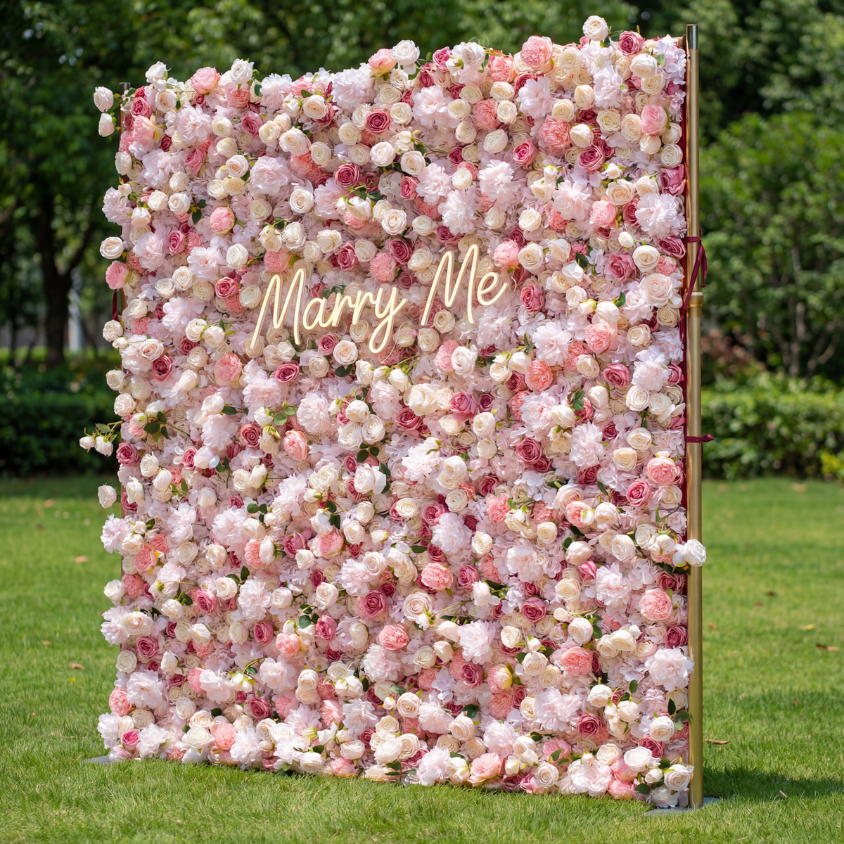 5D Roll-Up-Wandhintergrund aus Kunstseide mit Blumen