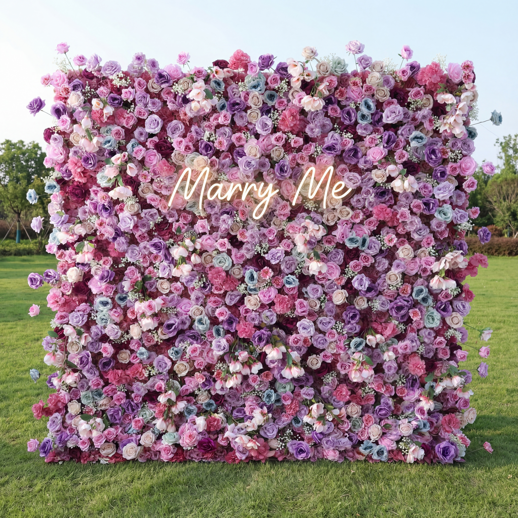 ValarFlower Enchanted Pastel Pink & Purple Floral Symphony Flower Wall: A Romantic Masterpiece for Dreamy Celebrations-VF-504