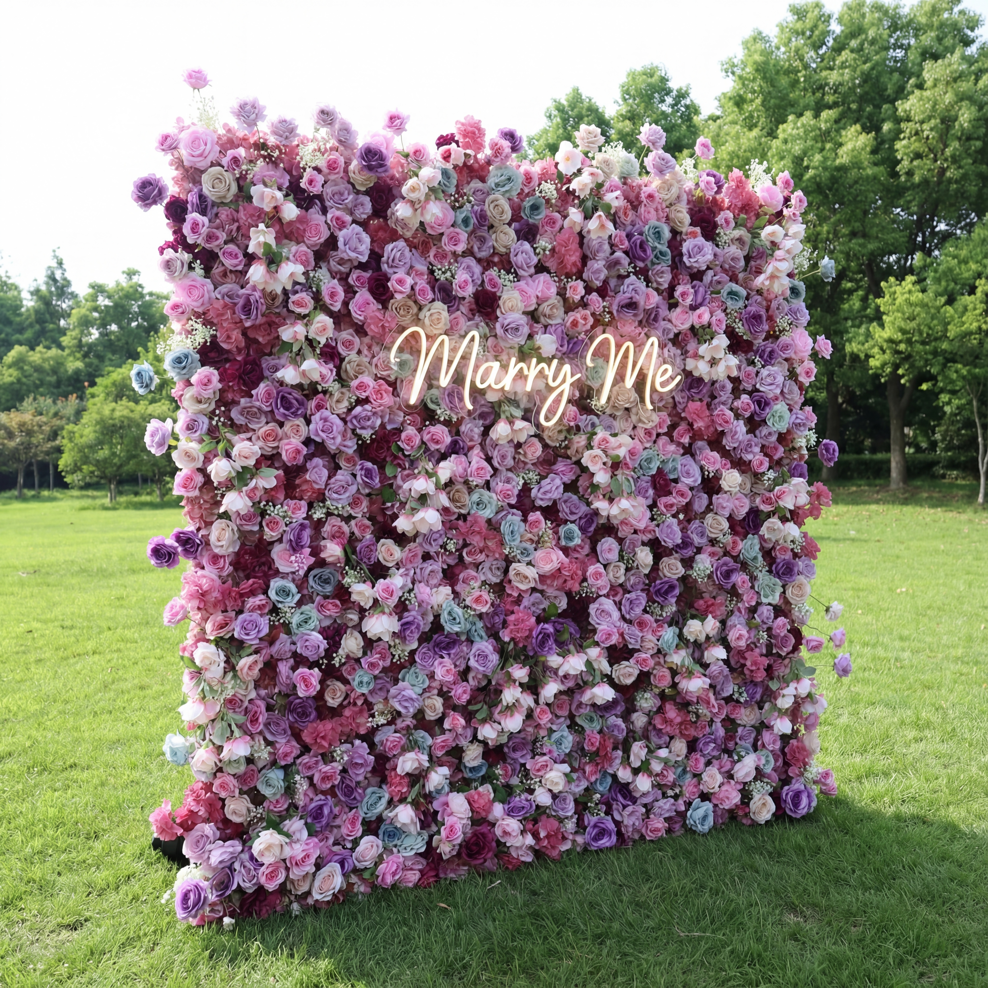 ValarFlower Enchanted Pastel Pink & Purple Floral Symphony Flower Wall: A Romantic Masterpiece for Dreamy Celebrations-VF-504
