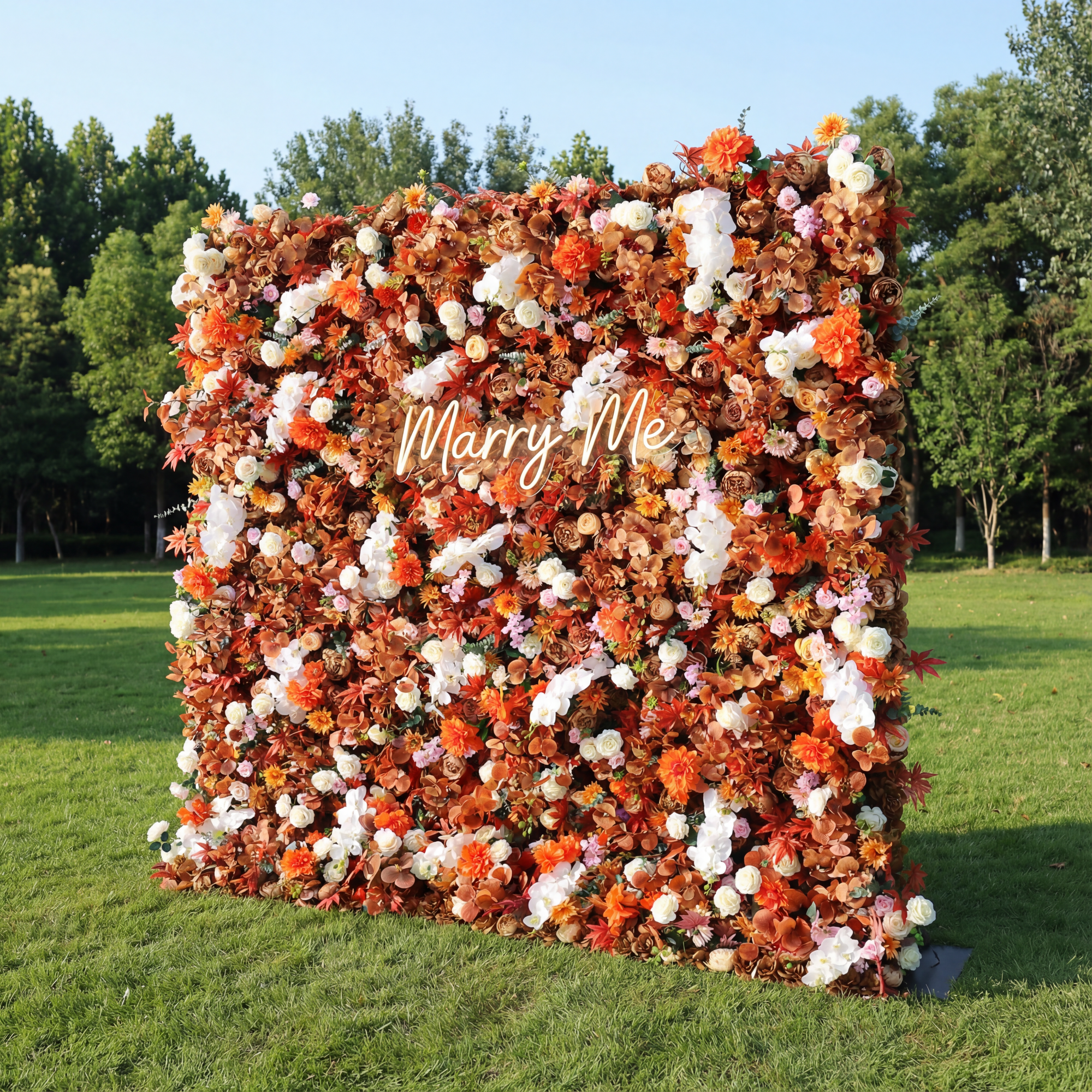 ValarFlower Autumn Blaze & Cream Floral Tapestry Flower Wall: A Warm Harvest-Inspired Masterpiece for Cozy Celebrations-VF-506