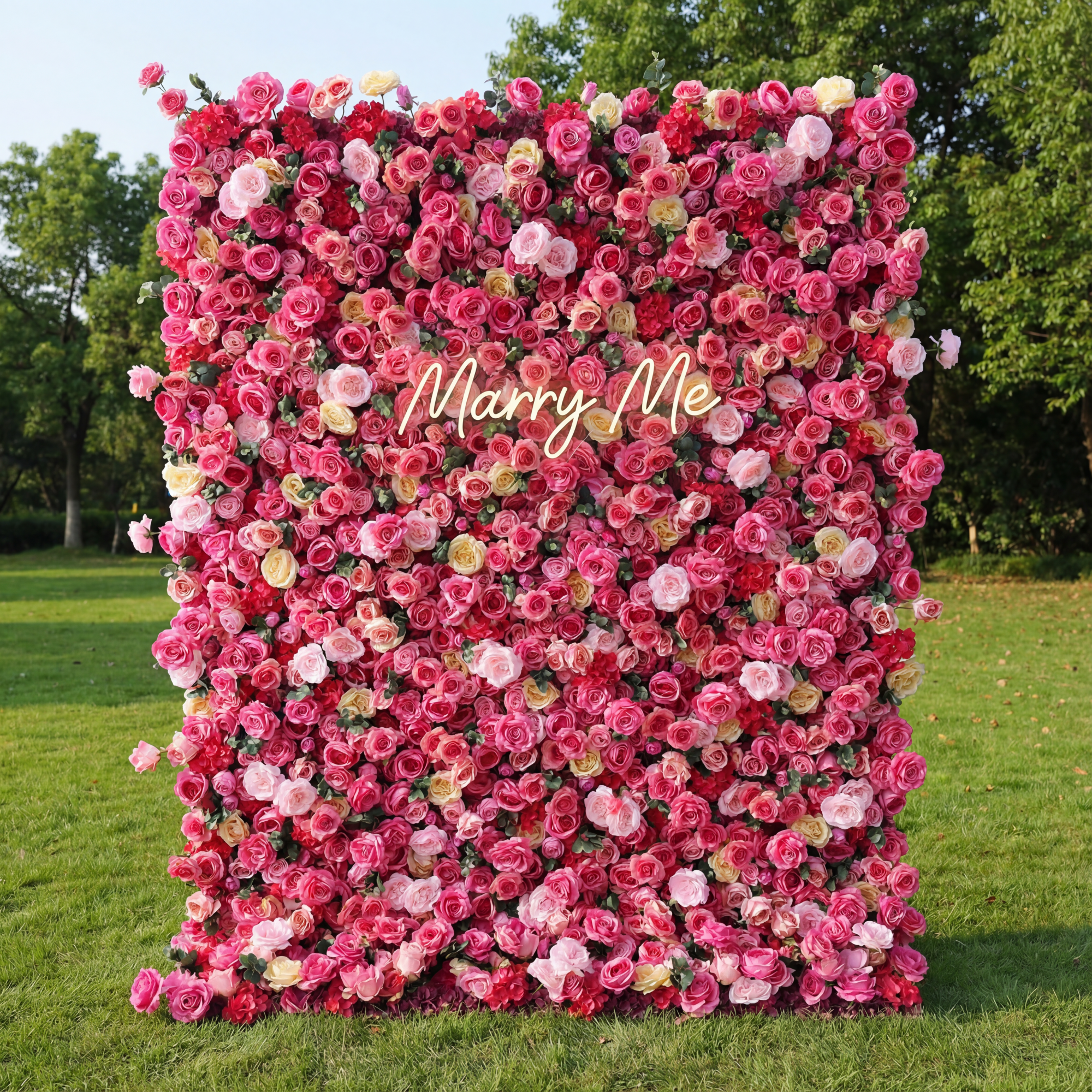 ValarFlower Pink Rose Extravaganza Floral Wall: A Vibrant & Romantic Masterpiece for Dreamy Celebrations-VF-514
