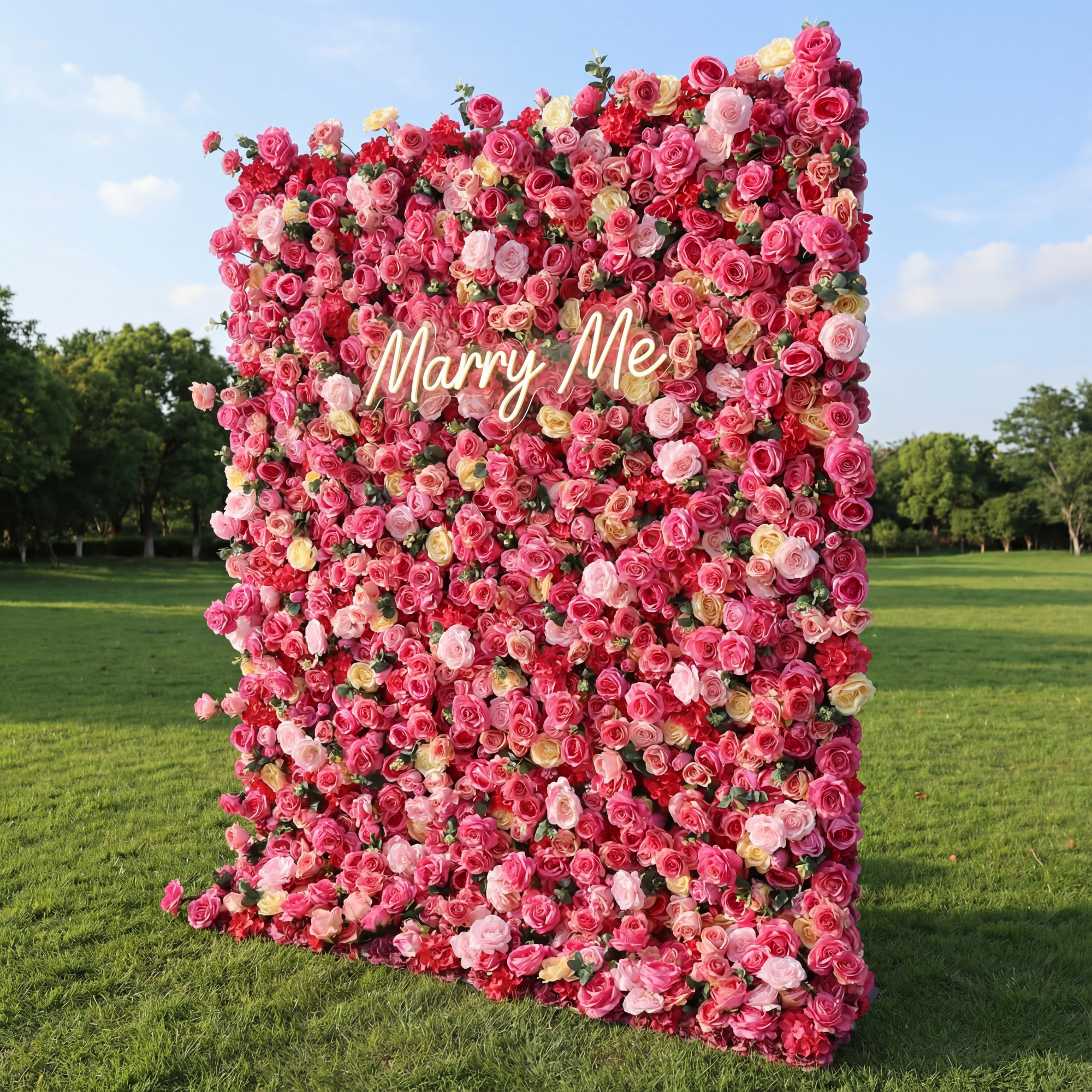 ValarFlower Pink Rose Extravaganza Floral Wall: A Vibrant & Romantic Masterpiece for Dreamy Celebrations-VF-514