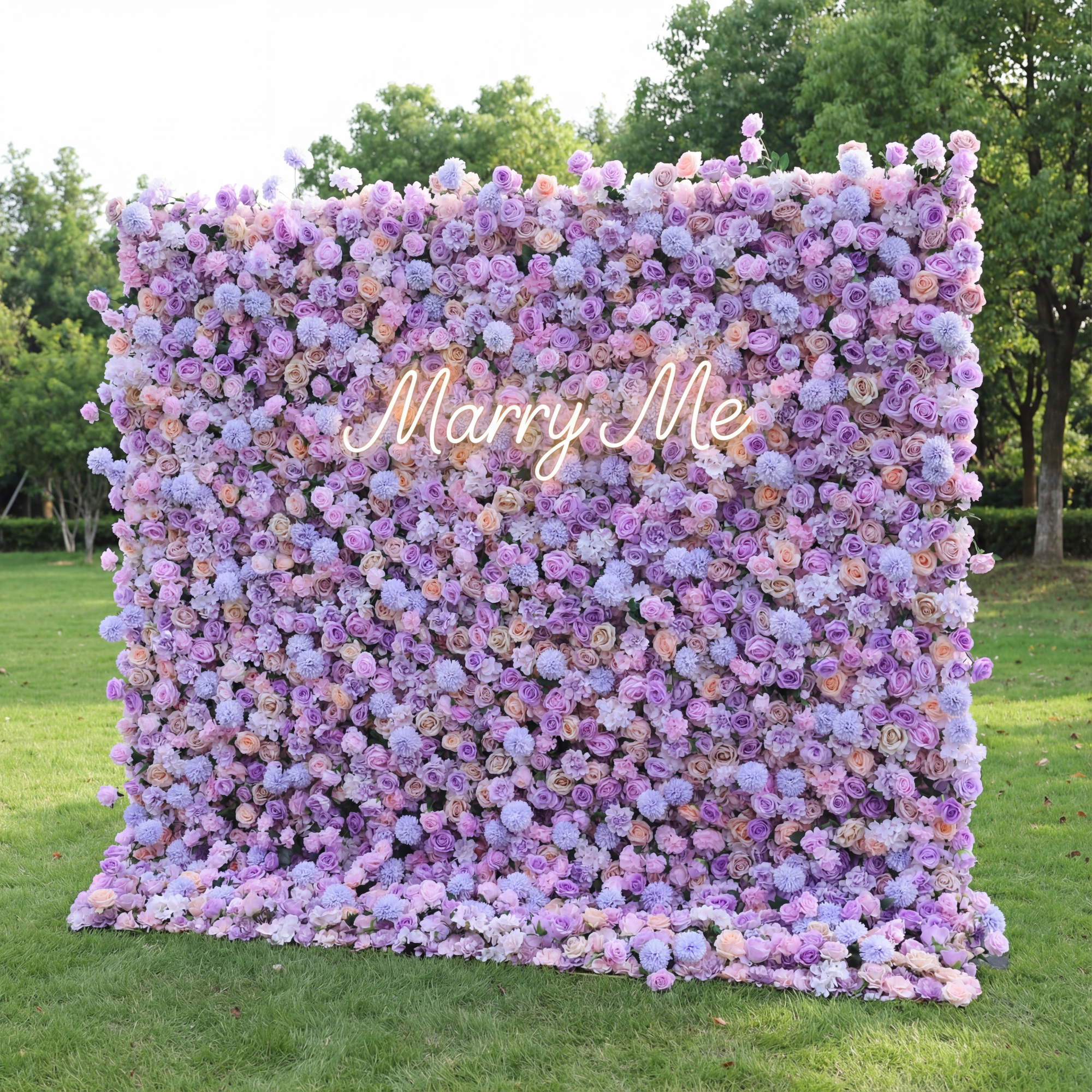 ValarFlower Lavender & Lilac Floral Symphony Flower Wall: A Dreamy Purple Haven for Enchanting Celebrations-VF-515
