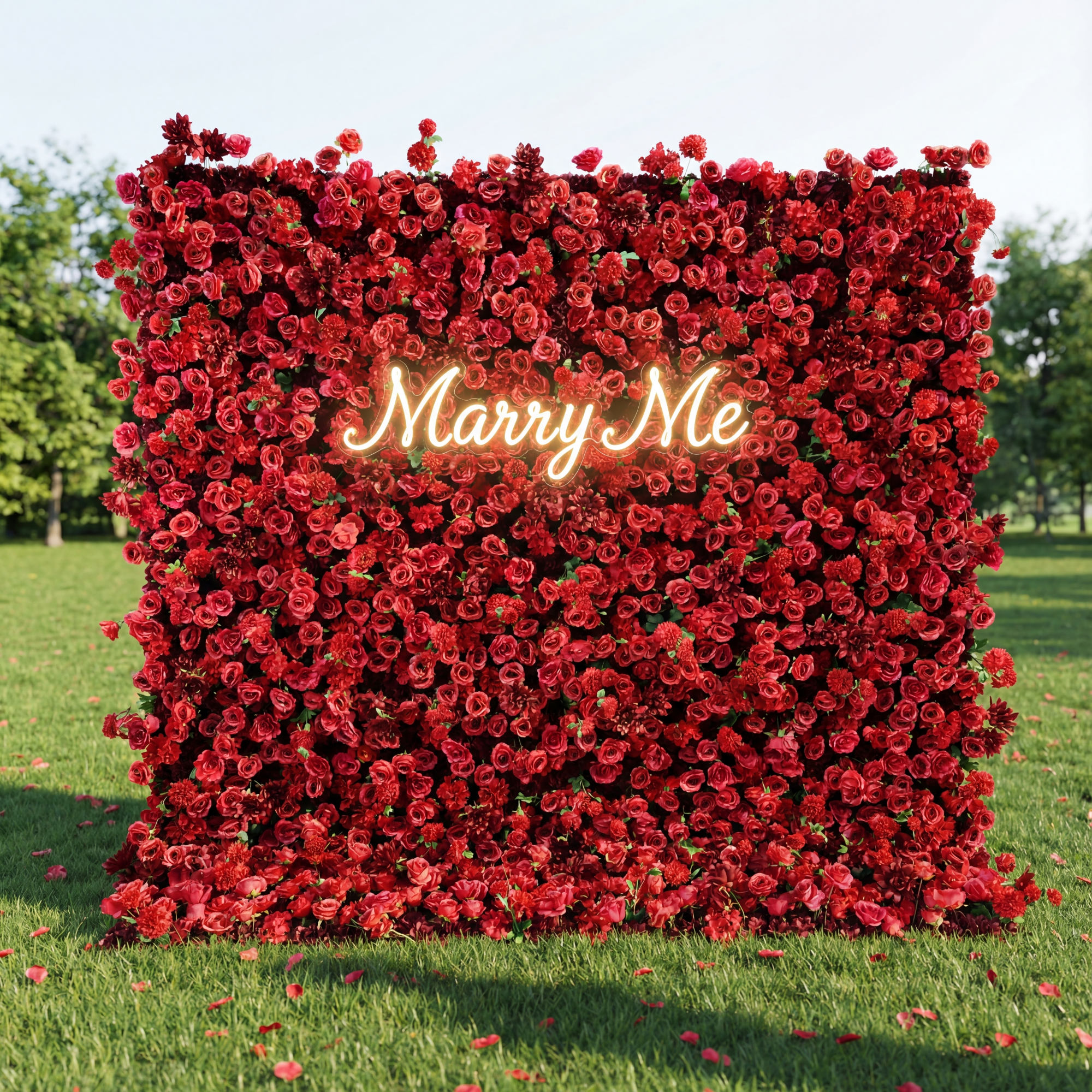 ValarFlower Scarlet Rose Extravaganza Floral Wall: A Passionate & Opulent Masterpiece for Unforgettable Celebrations-VF-517