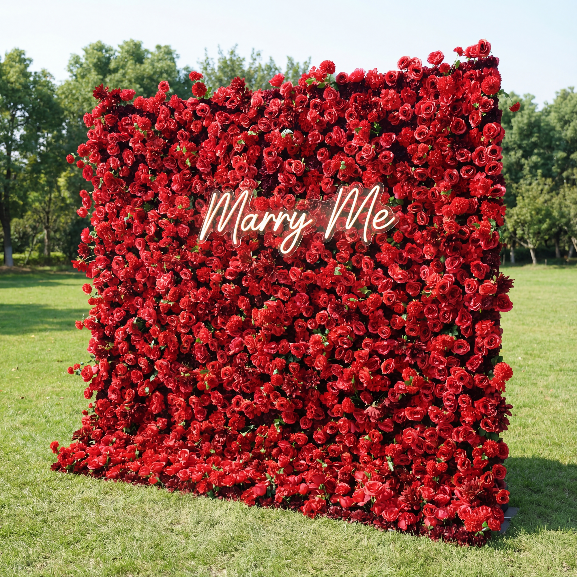 ValarFlower Scarlet Rose Extravaganza Floral Wall: A Passionate & Opulent Masterpiece for Unforgettable Celebrations-VF-517