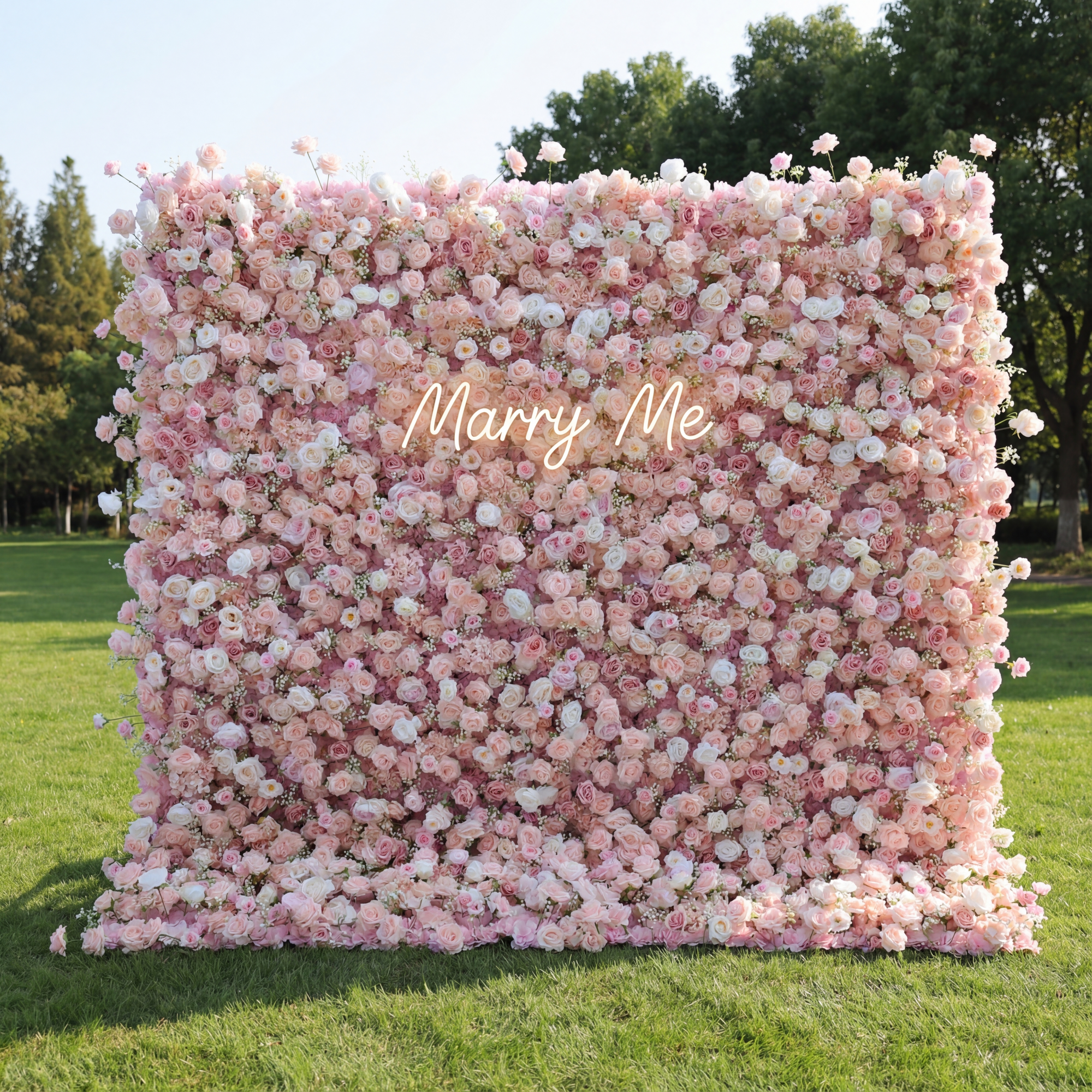 5D Pink Rose Roll-Up Flower Wall Backdrop for Party Celebration Decor