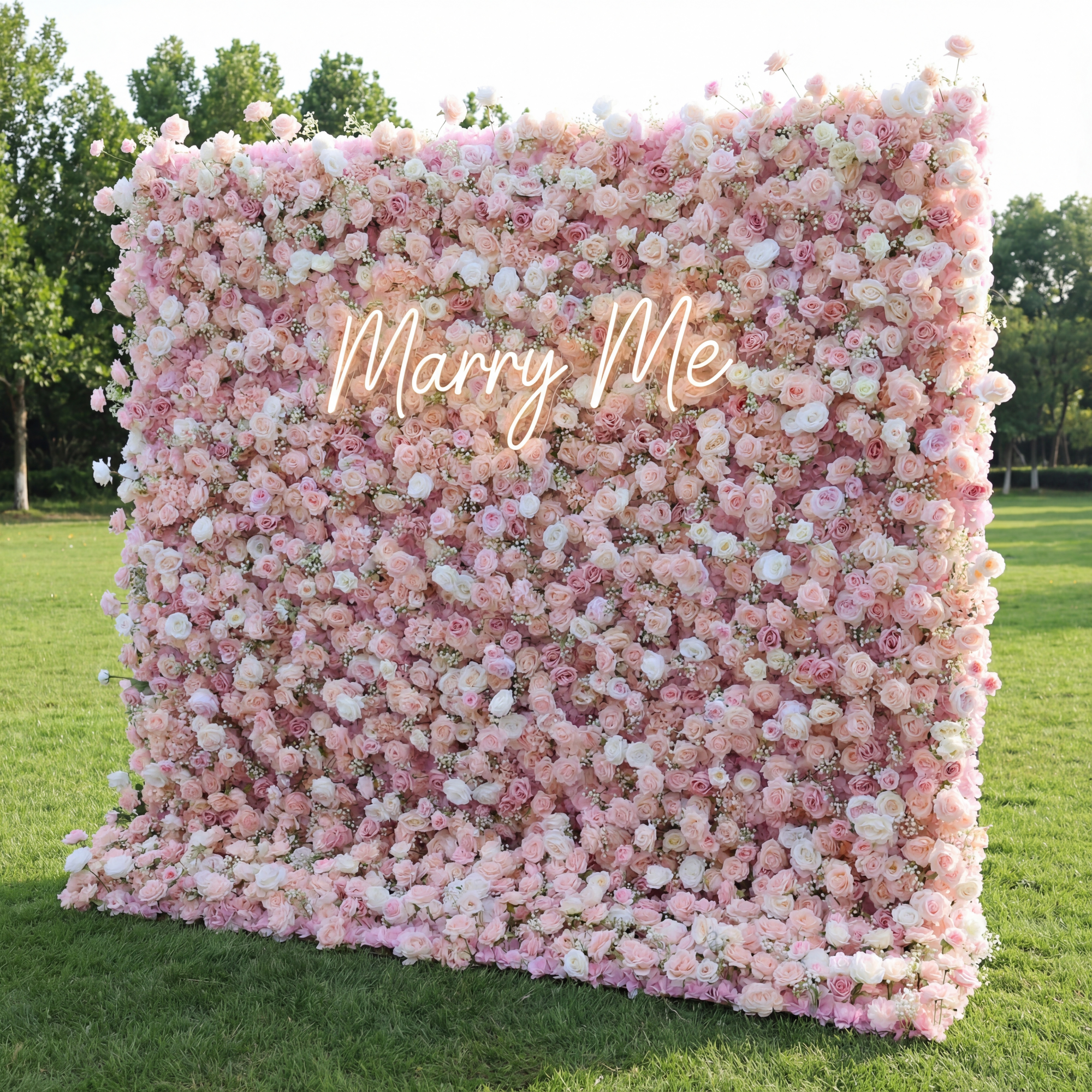 ValarFlower Blush & Ivory Rose Extravaganza Floral Wall: A Romantic & Dreamy Masterpiece for Enchanting Celebrations-VF-518