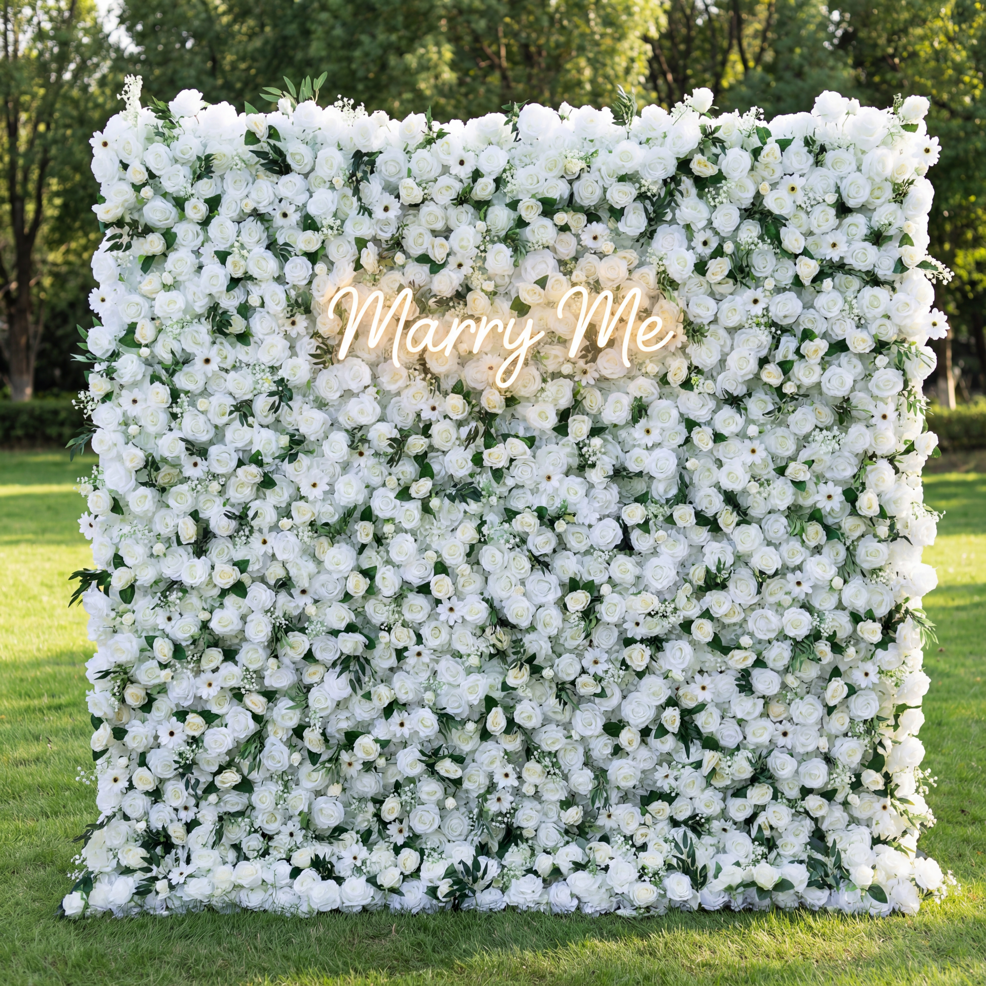 ValarFlower White & Ivory Floral Symphony Wall: A Pure & Elegant Masterpiece for Timeless Celebrations VF-524