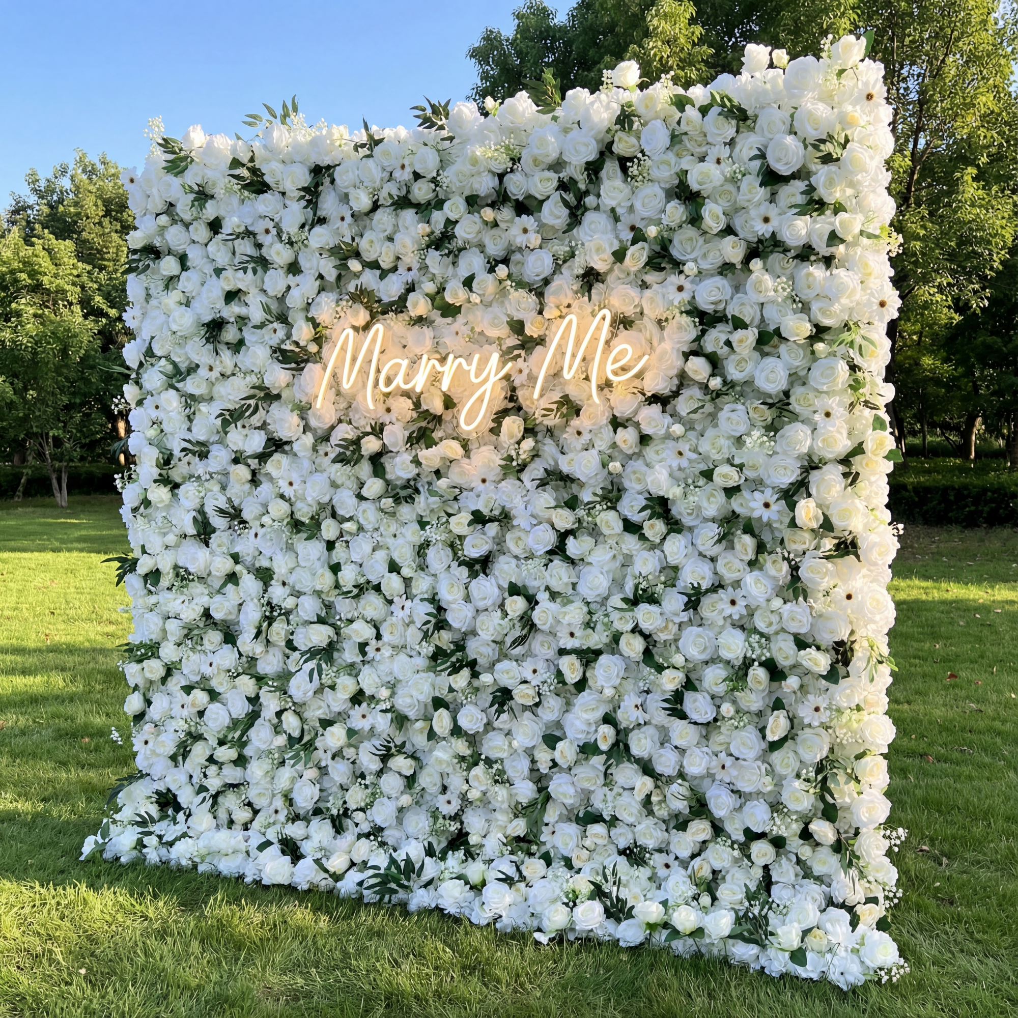 ValarFlower White & Ivory Floral Symphony Wall: A Pure & Elegant Masterpiece for Timeless Celebrations VF-524