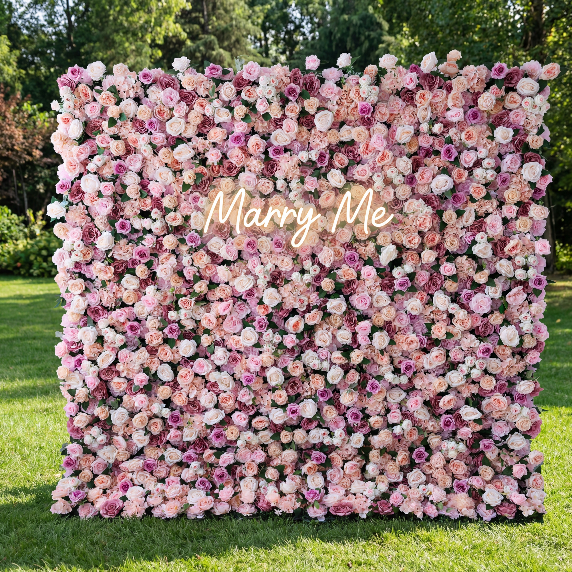 ValarFlower Blush & Dusty Rose Floral Extravaganza Wall: A Romantic & Timeless Masterpiece for Enchanting Celebrations VF-525
