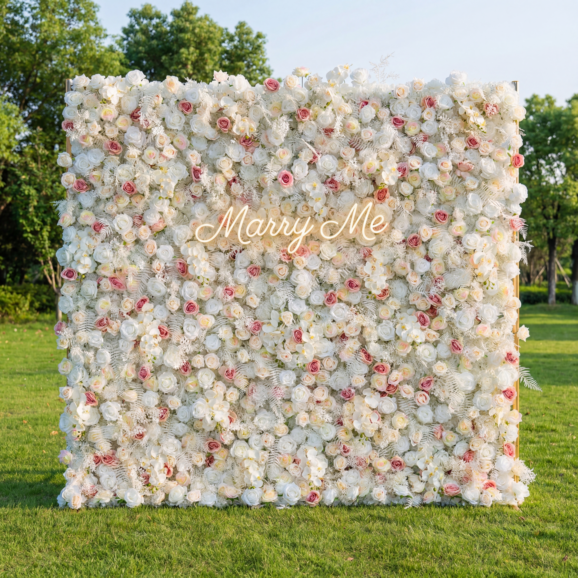 ValarFlower 3D Roll Up Artificial Flower Wall Backdrop For Wedding and