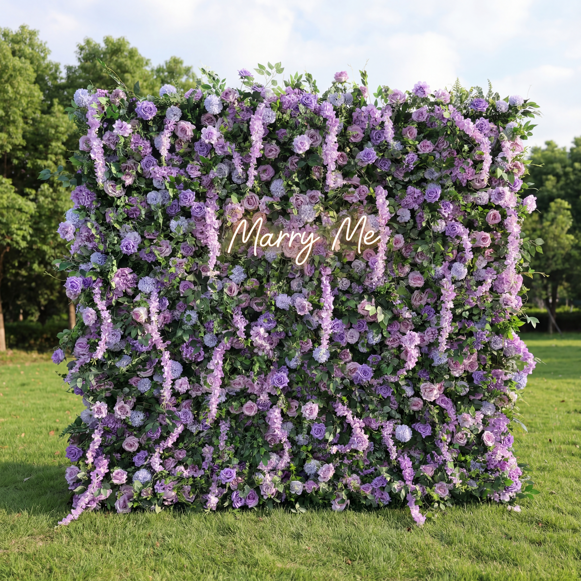 ValarFlower Lavender & Green Floral Extravaganza Wall: A Dreamy, Enchanting Masterpiece for Magical Celebrations VF-536
