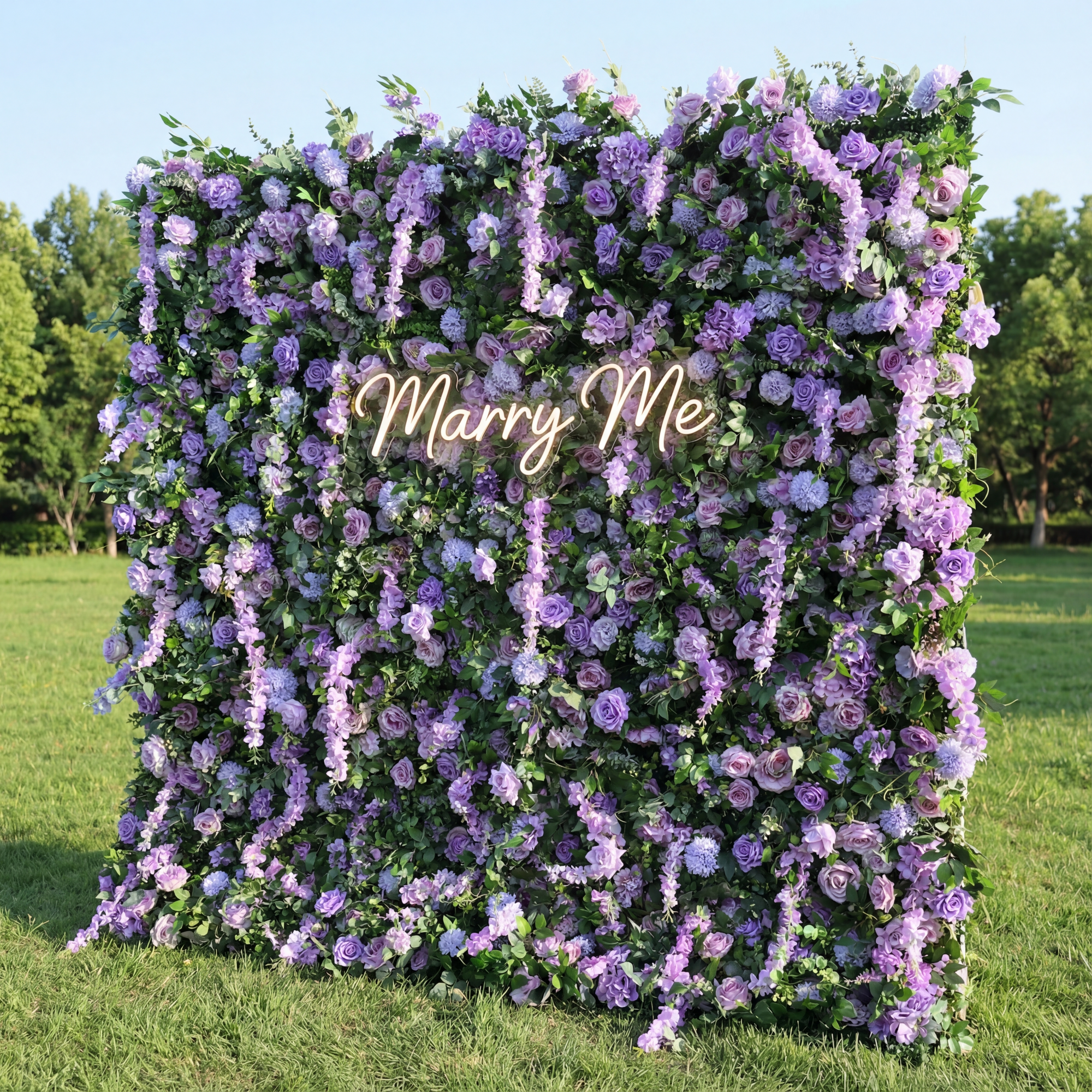 ValarFlower Lavender & Green Floral Extravaganza Wall: A Dreamy, Enchanting Masterpiece for Magical Celebrations VF-536