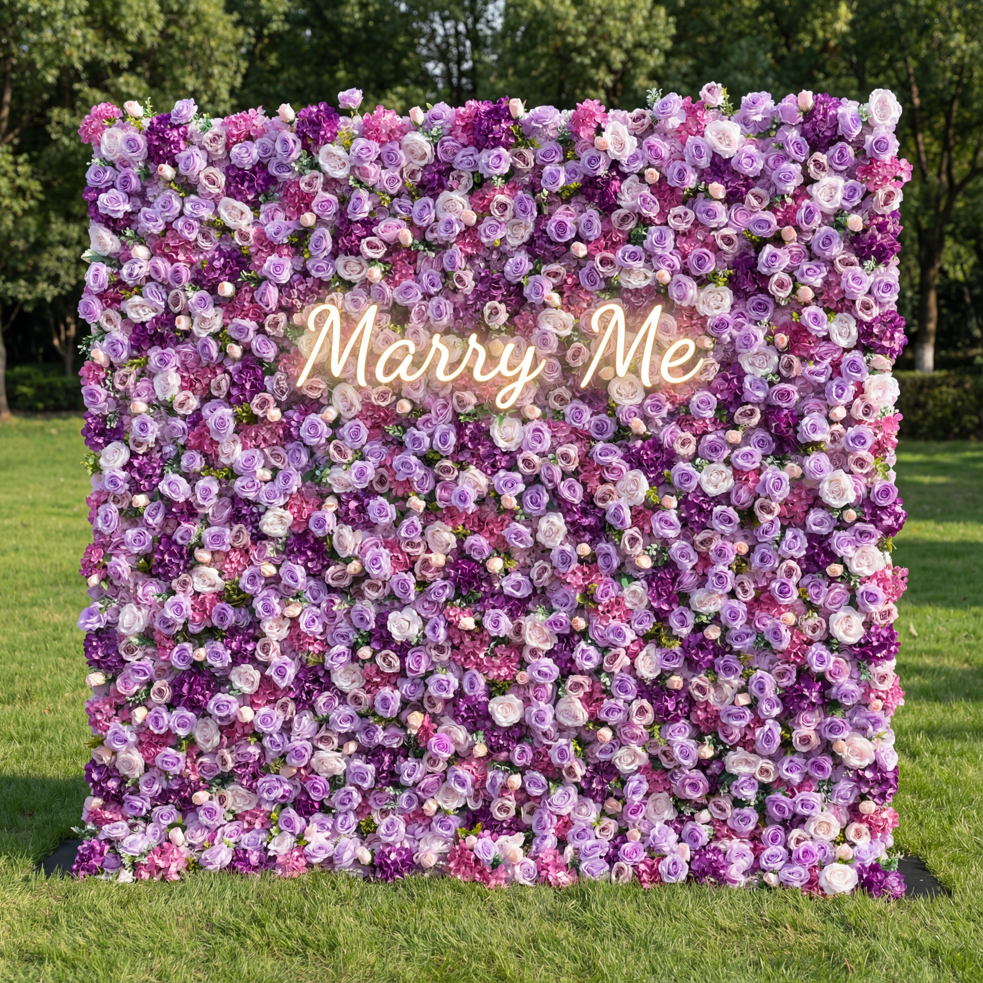 ValarFlower Purple & Pink Floral Extravaganza Wall: A Dreamy, Romantic Masterpiece for Enchanting Celebrations VF-539