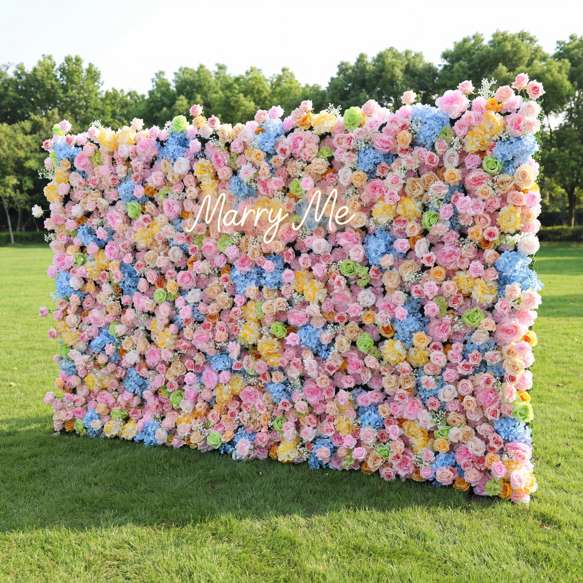 ValarFlower Pastel Rainbow Floral Extravaganza Wall: A Dreamy, Whimsical Masterpiece for Enchanting Celebrations VF-543