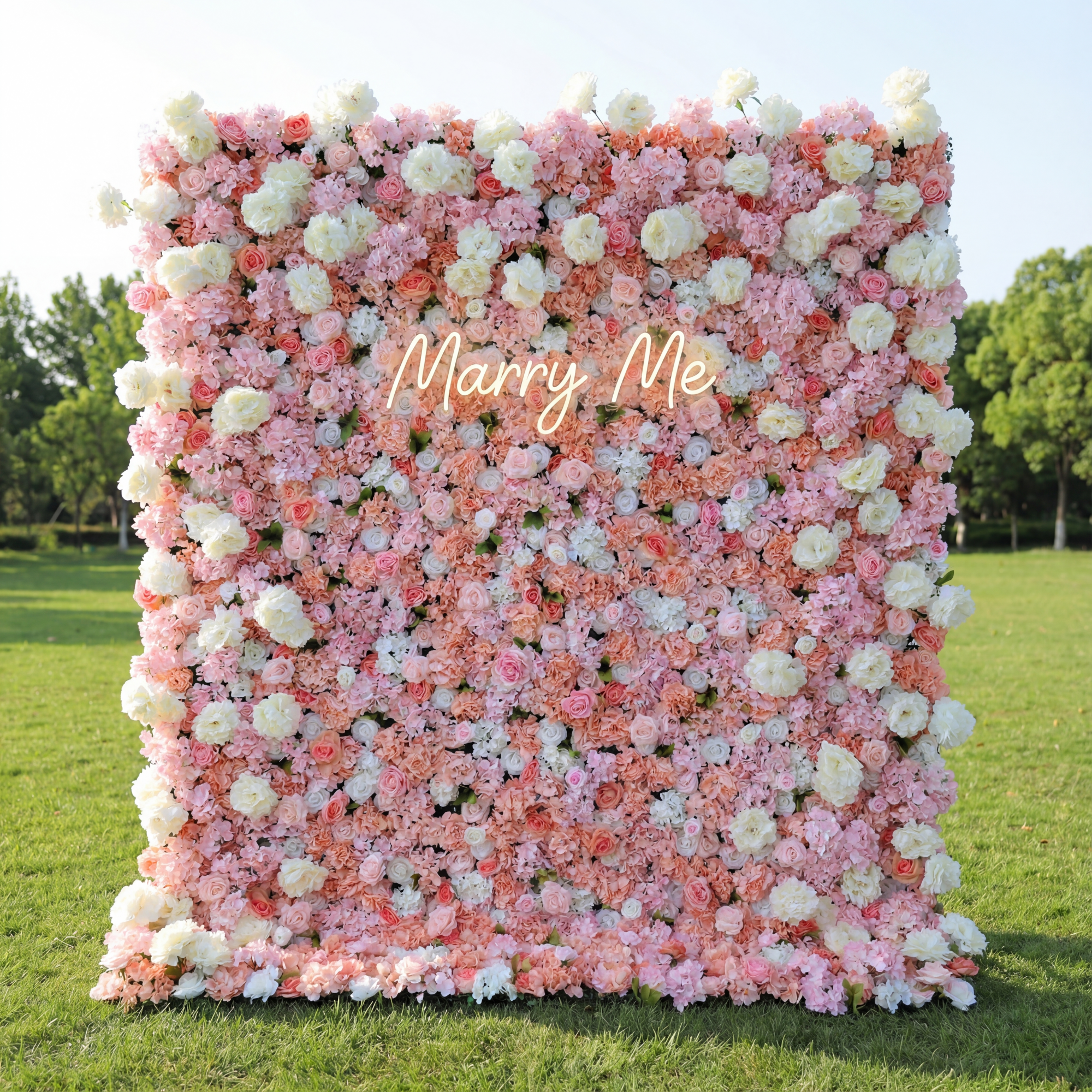 ValarFlower Blush & Coral Floral Extravaganza Wall: A Romantic, Dreamy Masterpiece for Enchanting Celebrations VF-544