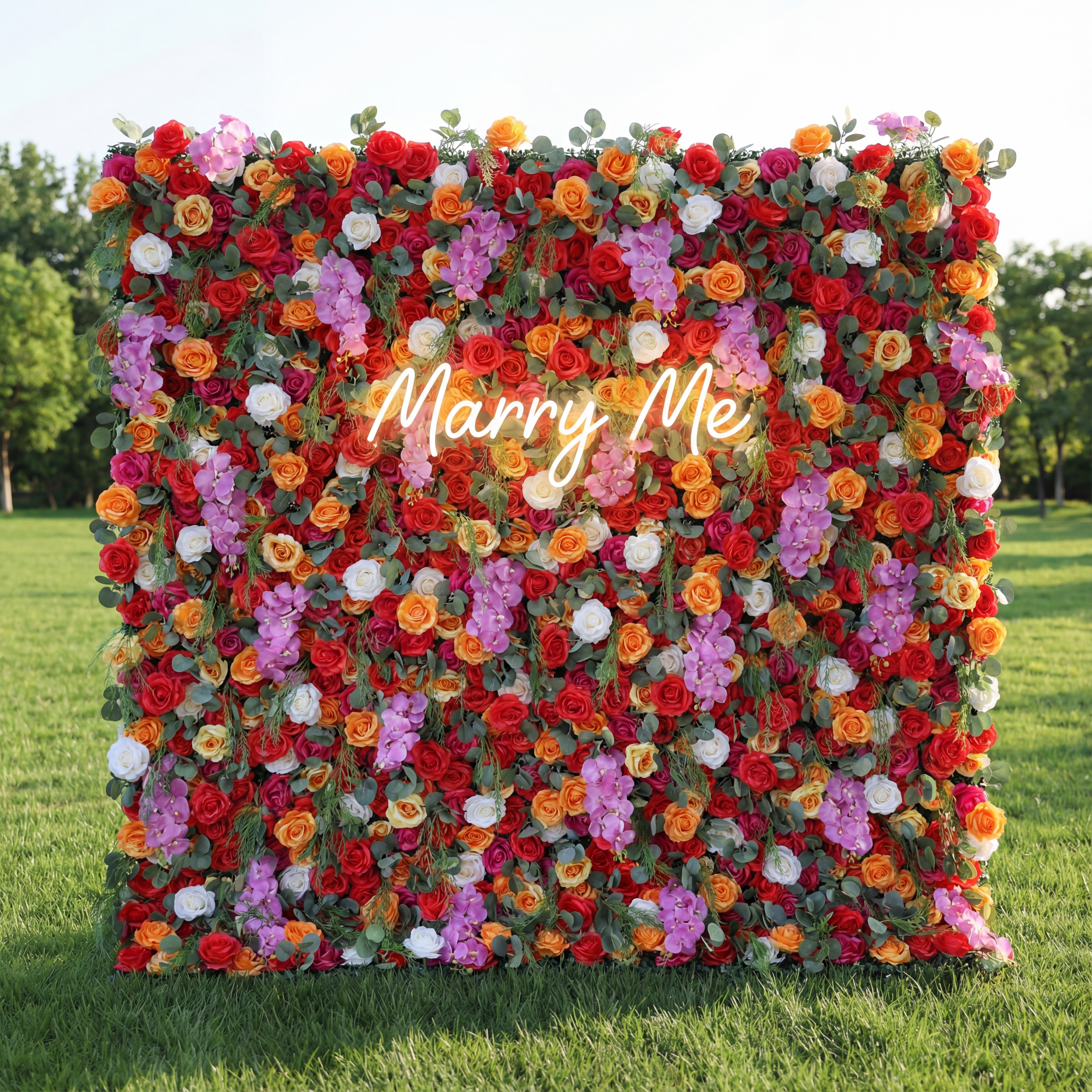 ValarFlower Fiery Color Burst Floral Extravaganza Wall: A Bold, Lively Masterpiece for Energetic Celebrations VF-546