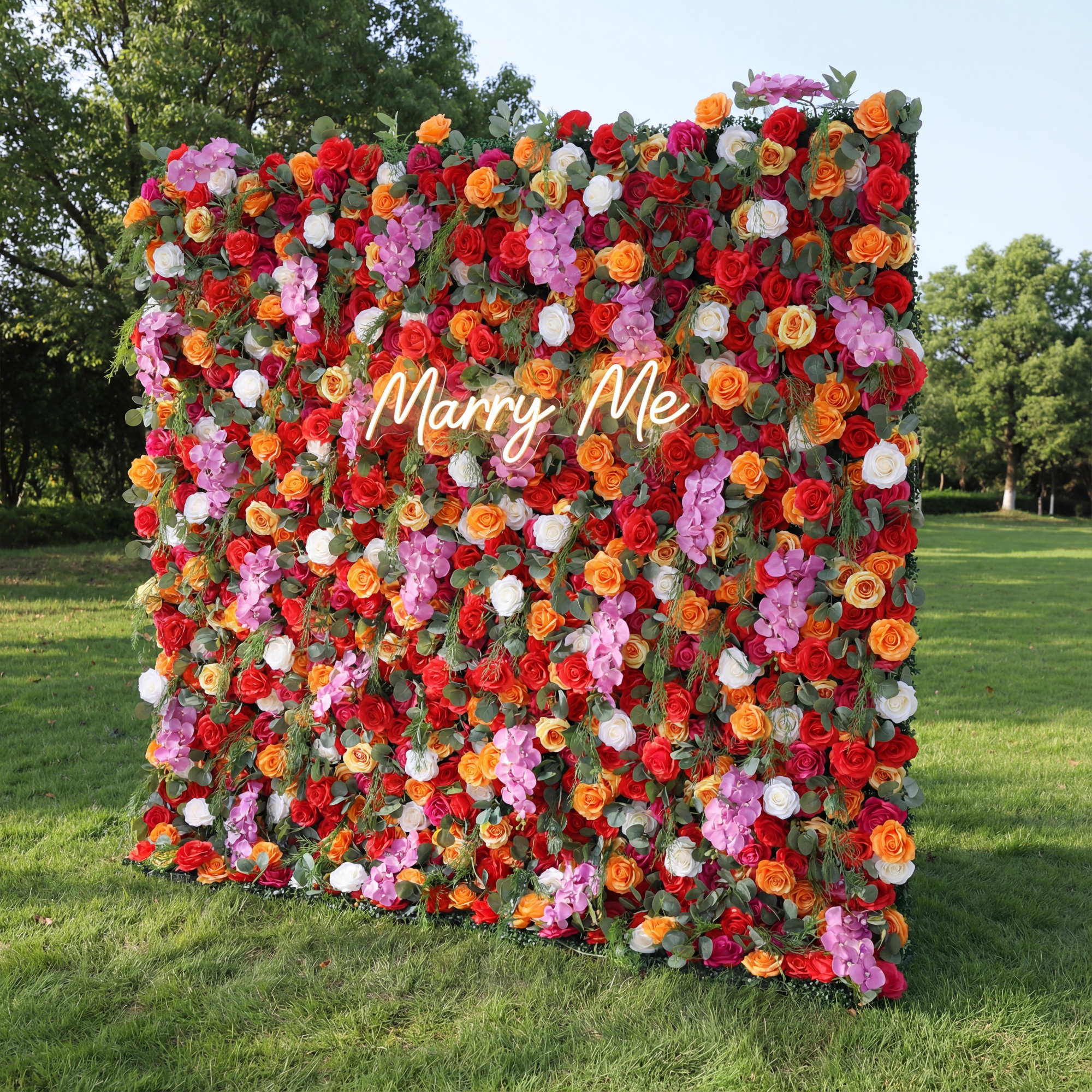 ValarFlower Fiery Color Burst Floral Extravaganza Wall: A Bold, Lively Masterpiece for Energetic Celebrations VF-546
