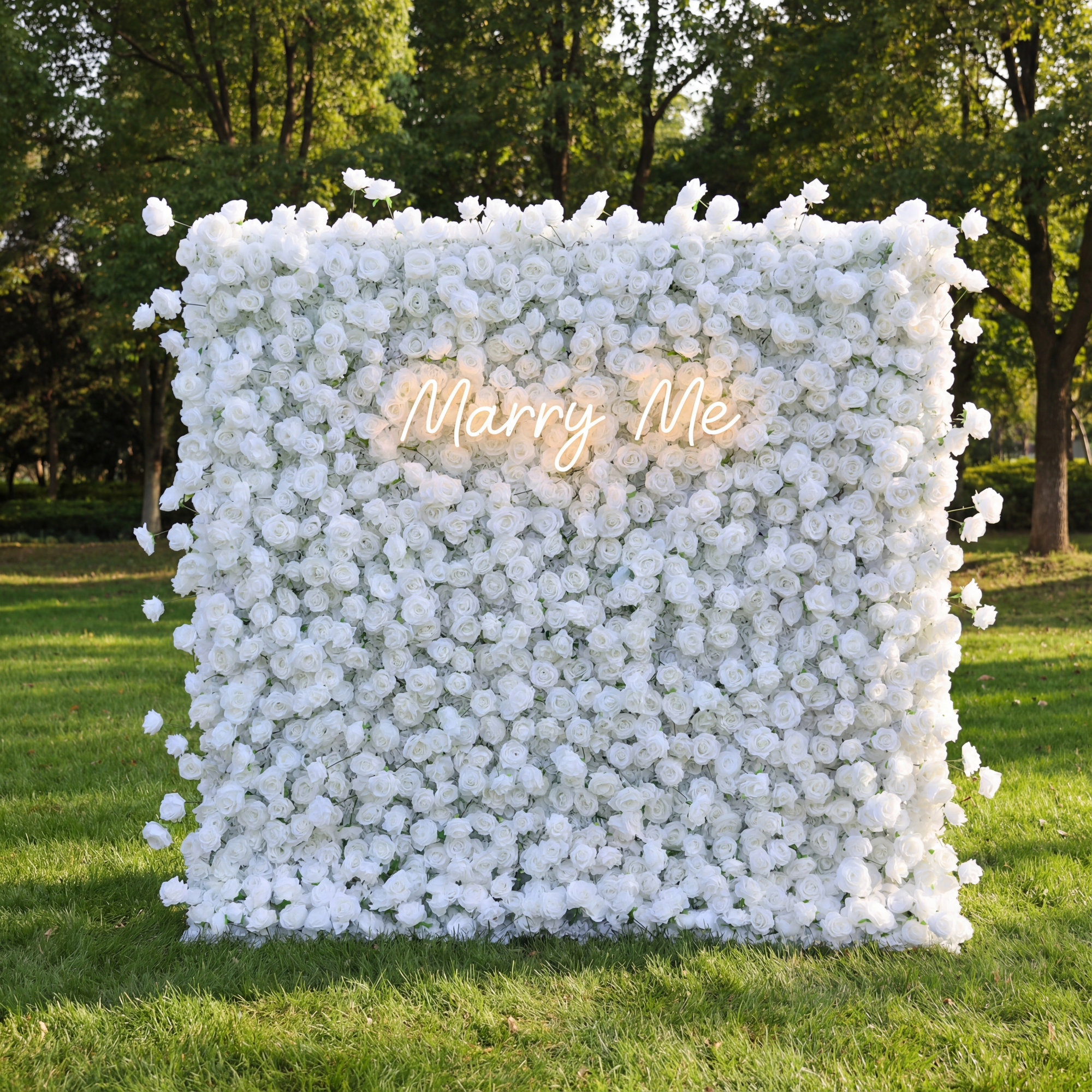 ValarFlower All - White Rose Floral Extravaganza Wall: A Pure, Elegant Masterpiece for Timeless Occasions VF-547