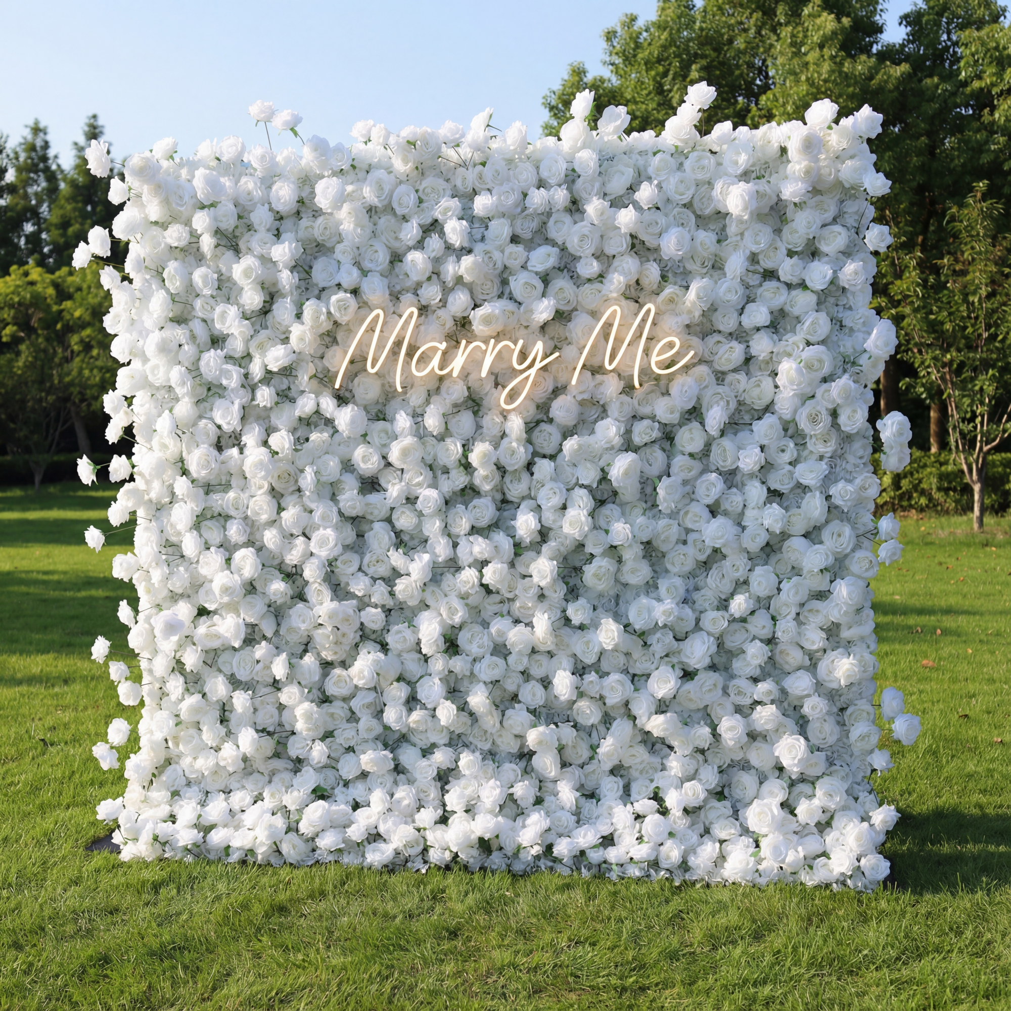 ValarFlower All - White Rose Floral Extravaganza Wall: A Pure, Elegant Masterpiece for Timeless Occasions VF-547