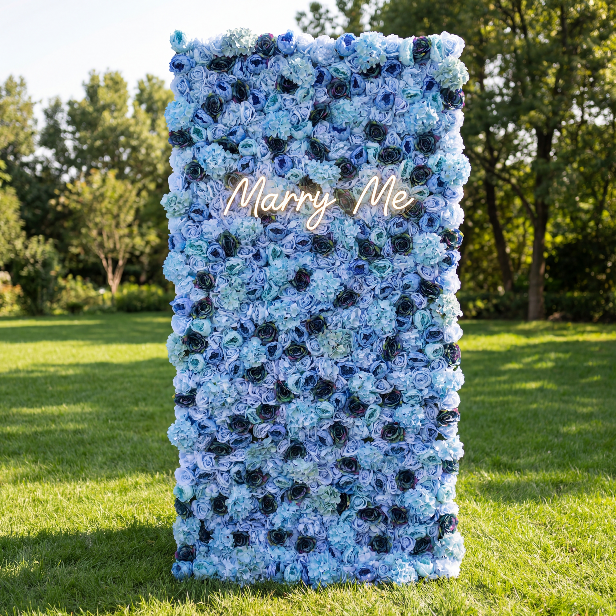ValarFlower Blue & Teal Floral Extravaganza Wall: A Captivating, Ocean-Inspired Masterpiece for Memorable Celebrations VF-549